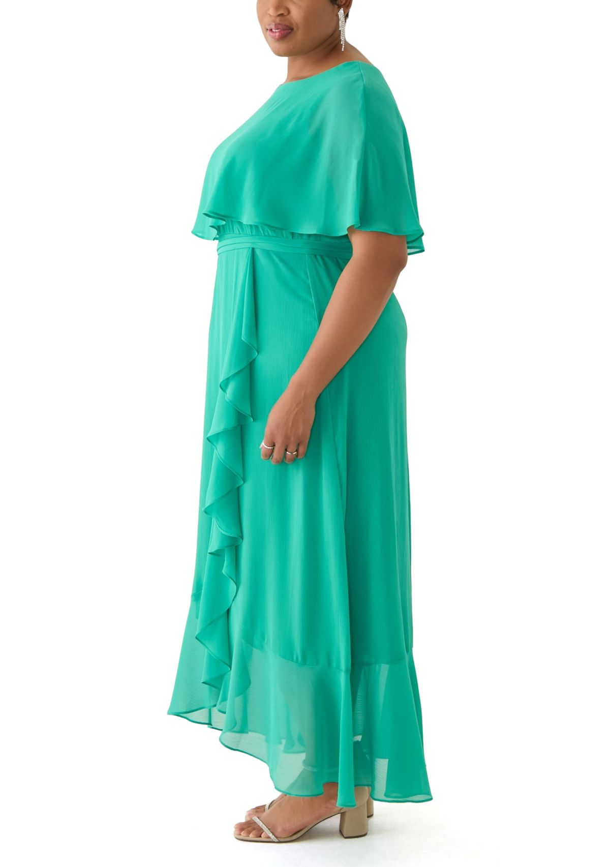Womens Cape Sleeve Maxi Dress
