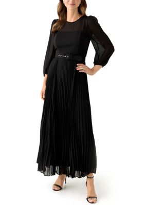 Gabby Skye Occasion Women's Long Sleeve Belted Chiffon Gown Belk