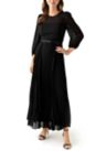 Womens Long Sleeve Belted Chiffon Gown