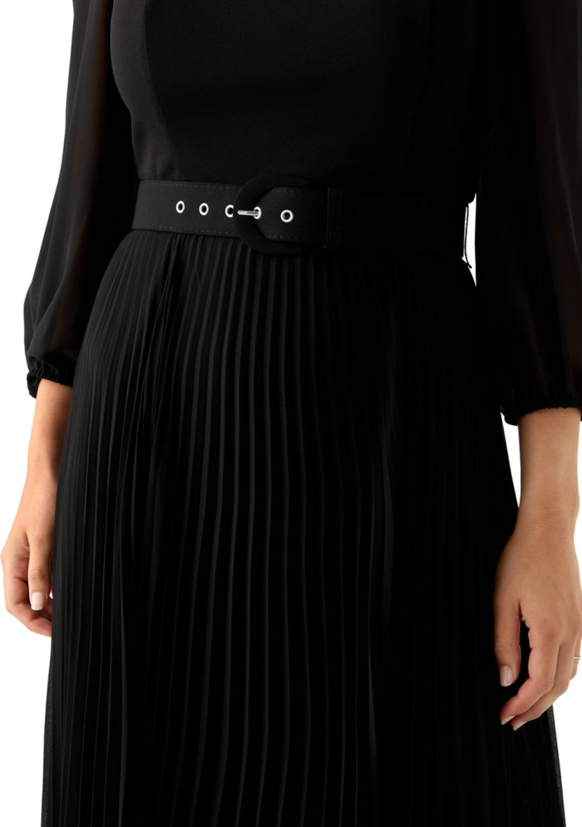 Womens Long Sleeve Belted Chiffon Gown