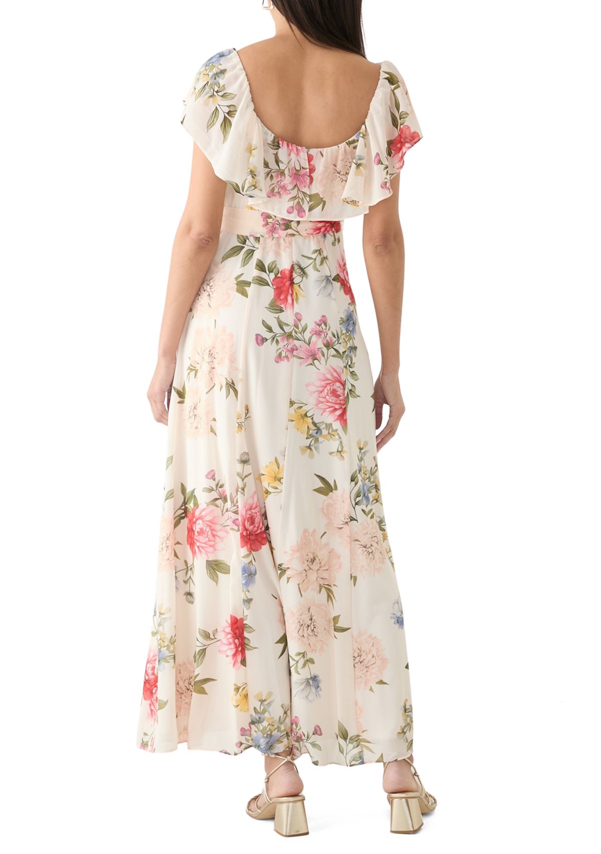 Womens Short Sleeve Square Neck Floral Print Dress