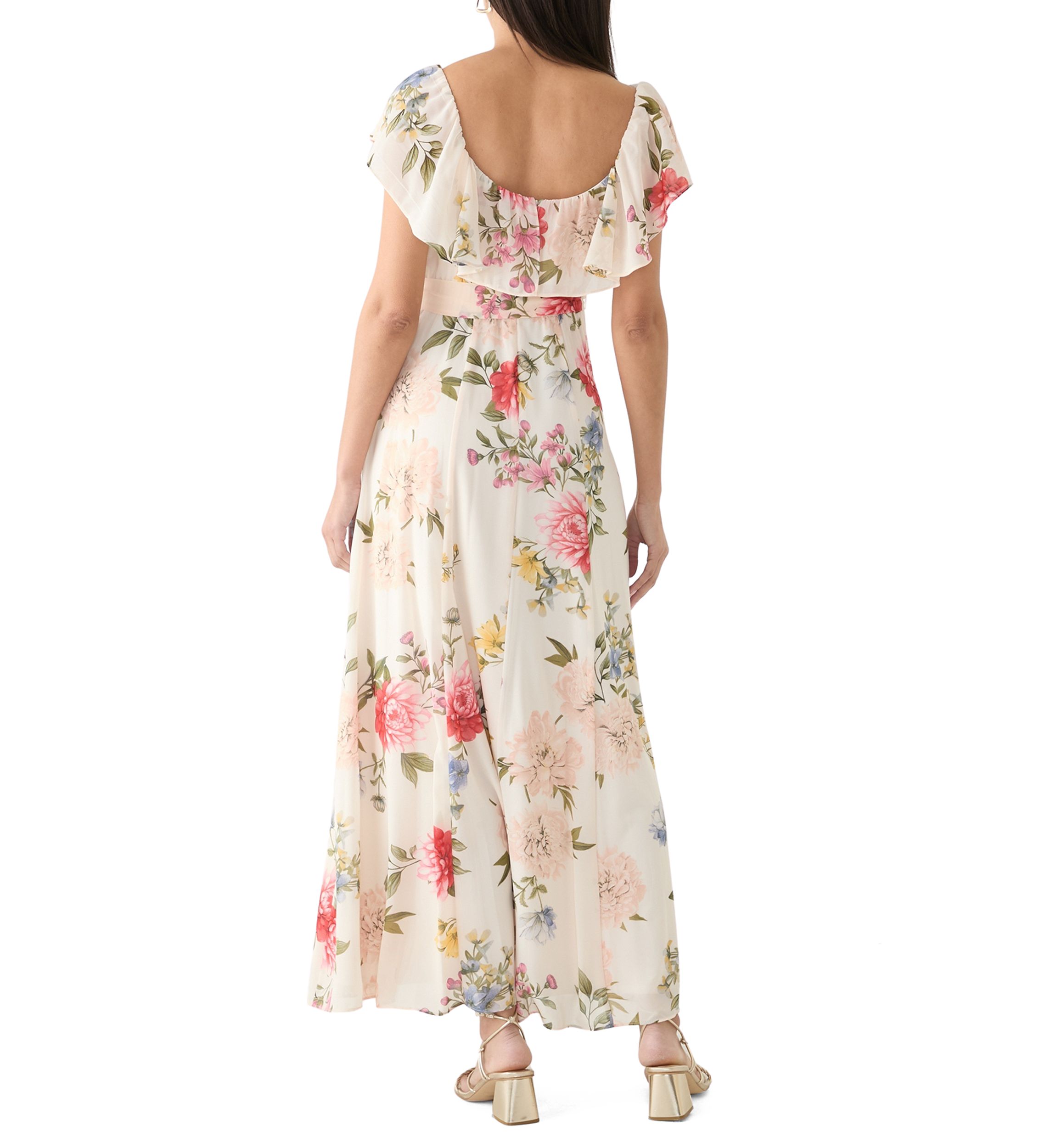 Womens Short Sleeve Square Neck Floral Print Dress