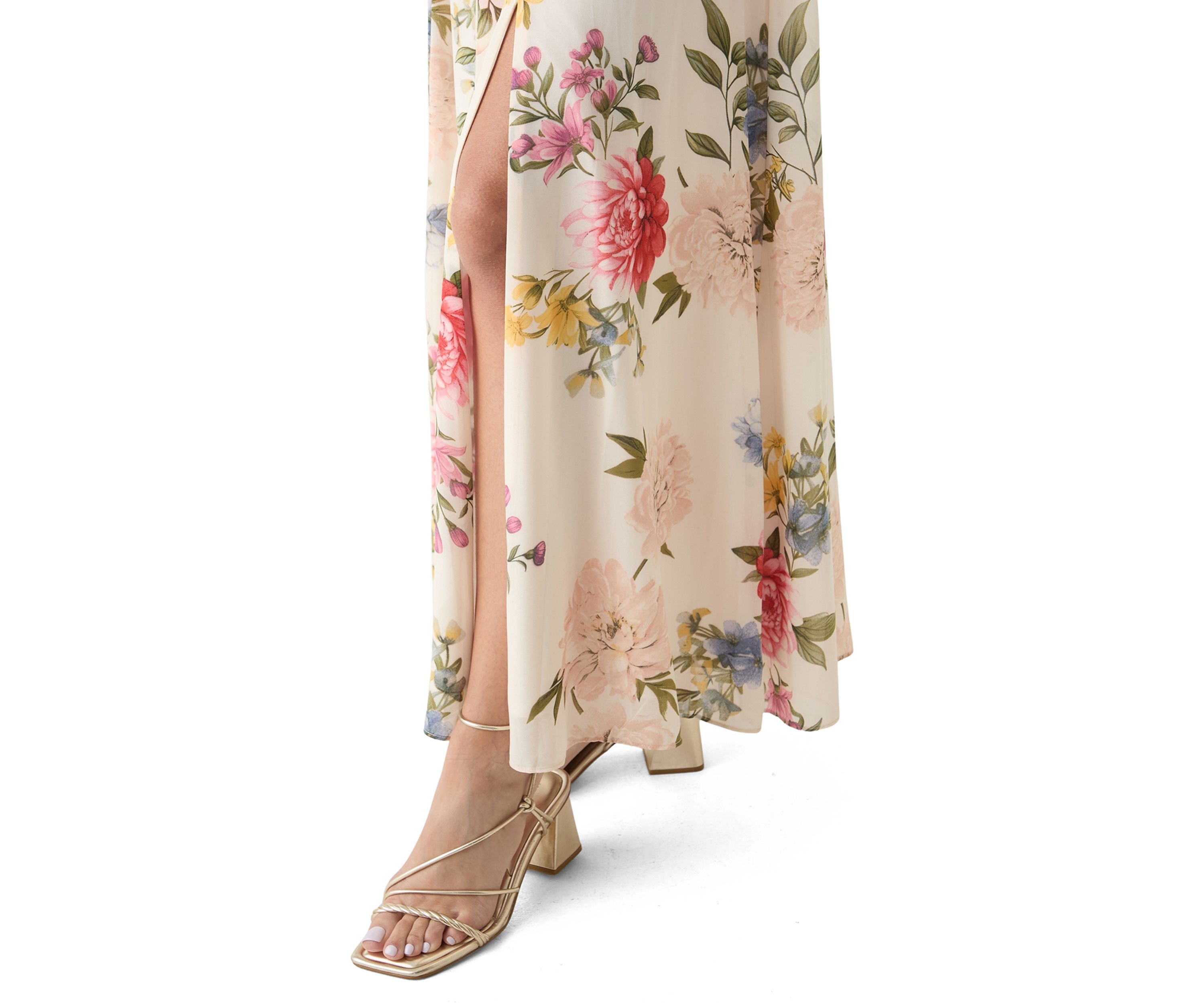 Womens Short Sleeve Square Neck Floral Print Dress