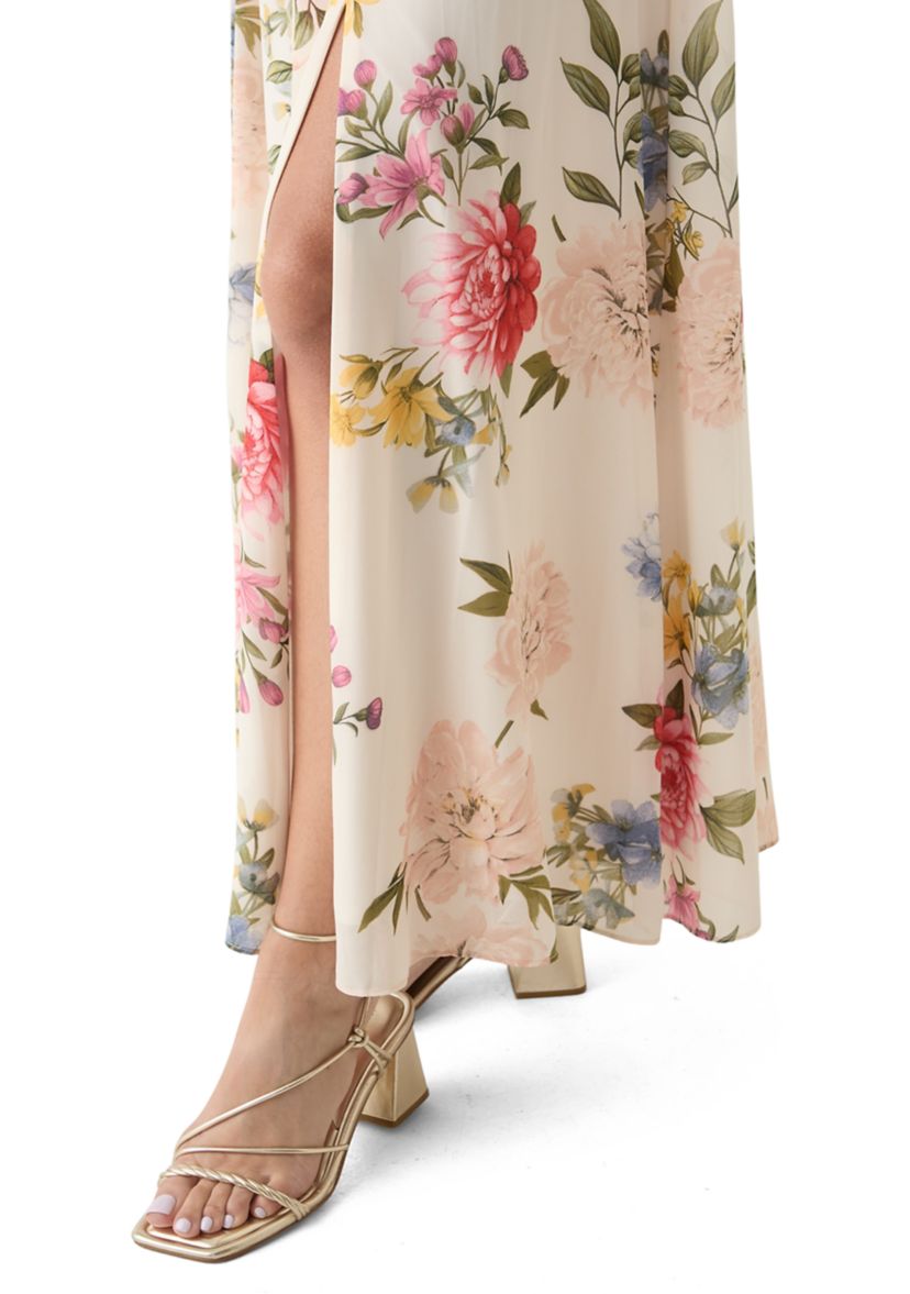 Womens Short Sleeve Square Neck Floral Print Dress