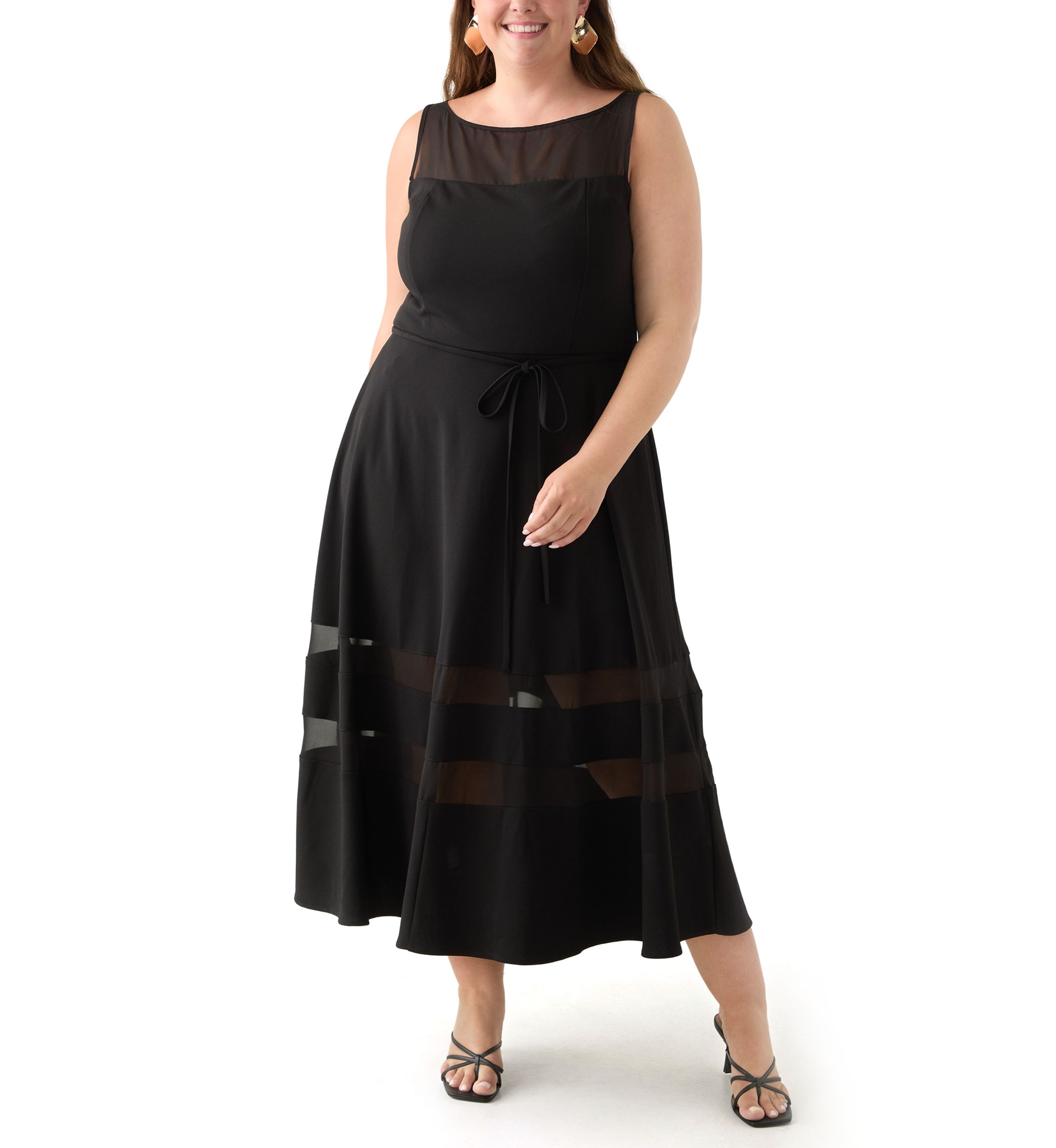Plus Size Crew Neck Solid Scuba Dress