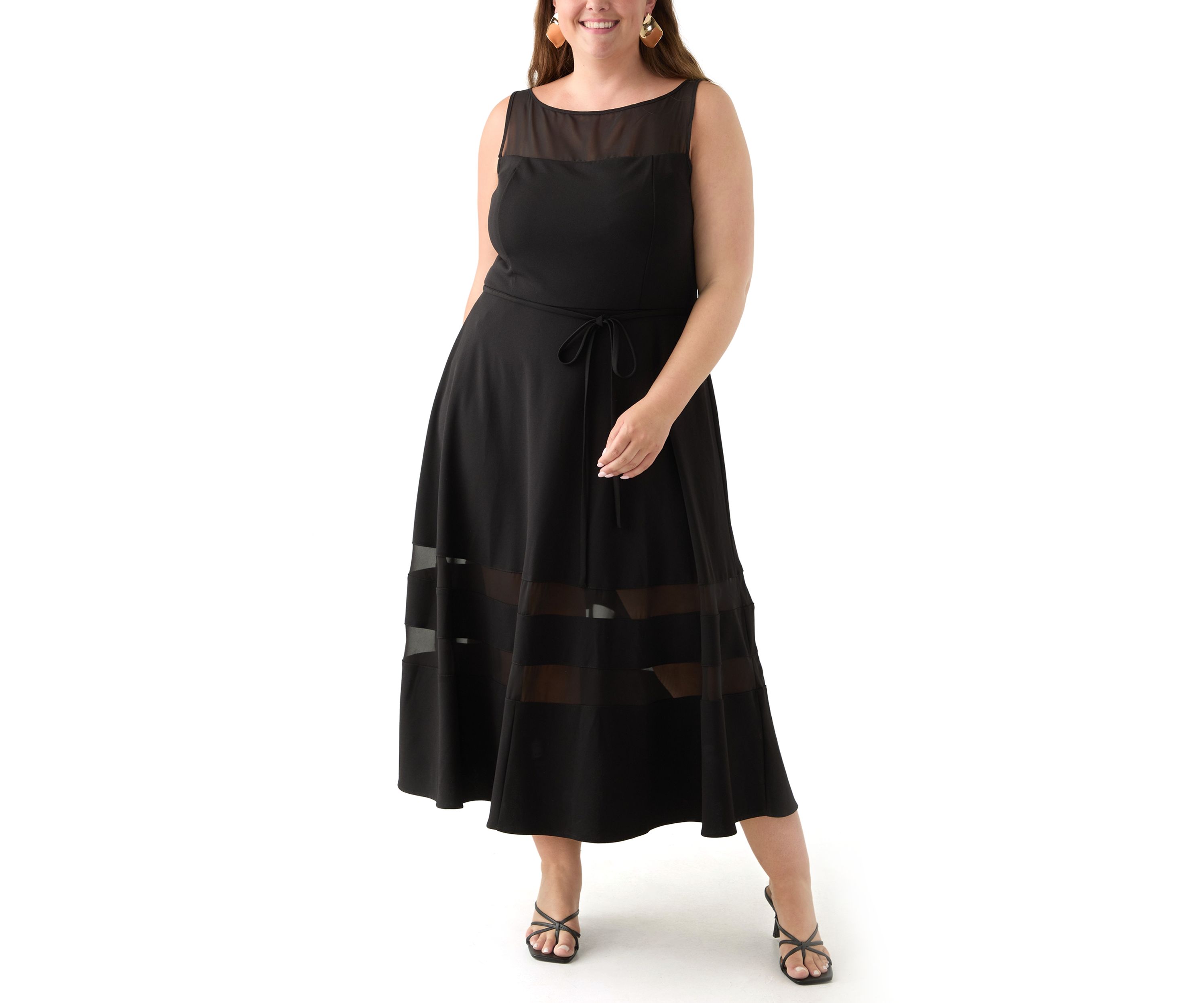 Plus Size Crew Neck Solid Scuba Dress