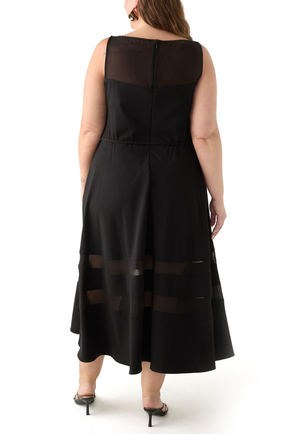 Plus Size Crew Neck Solid Scuba Dress