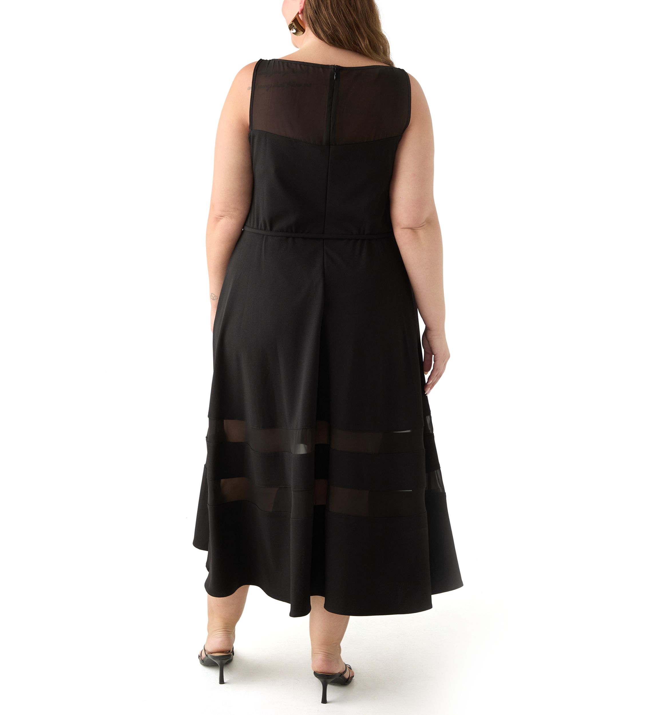 Plus Size Crew Neck Solid Scuba Dress