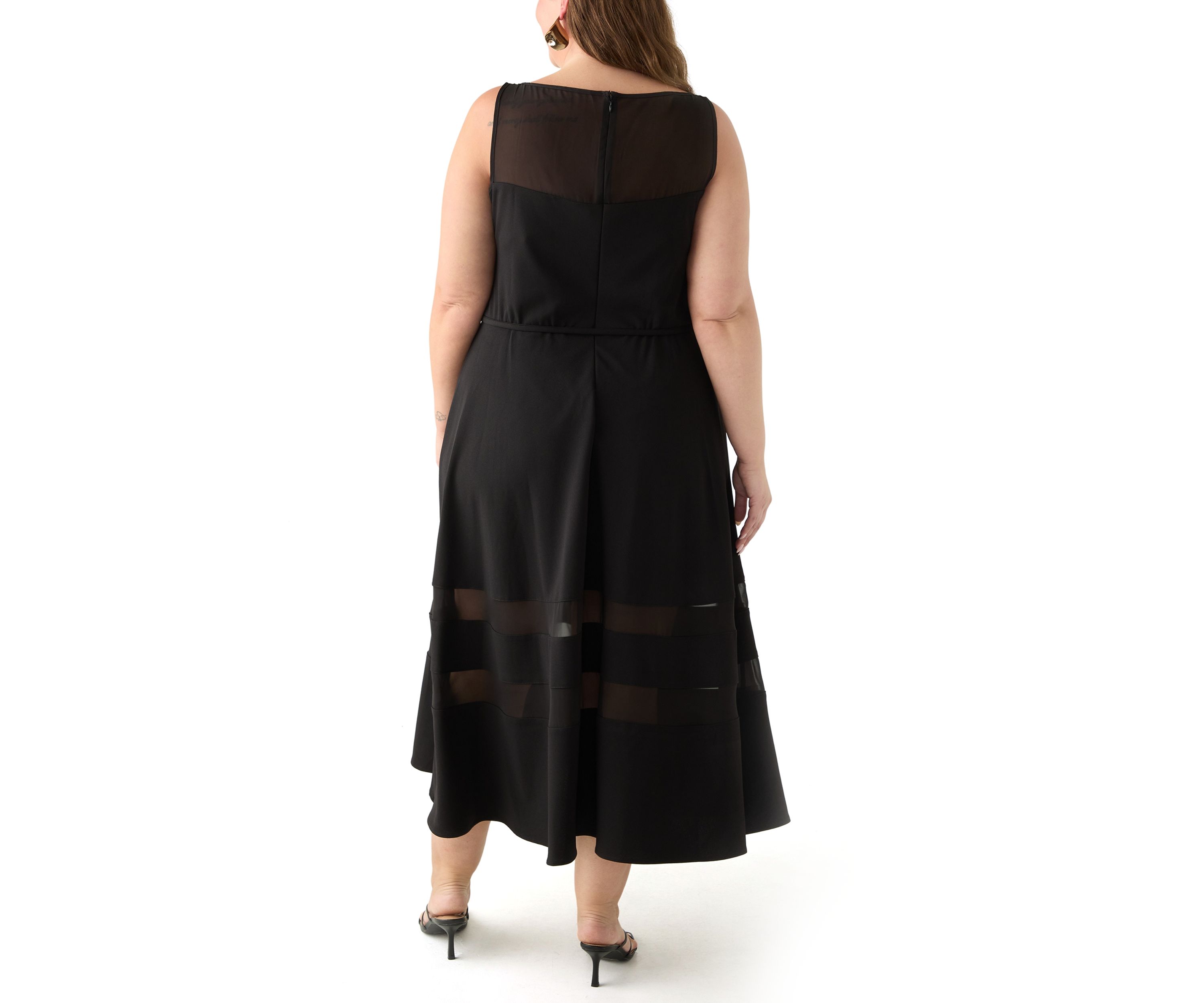 Plus Size Crew Neck Solid Scuba Dress