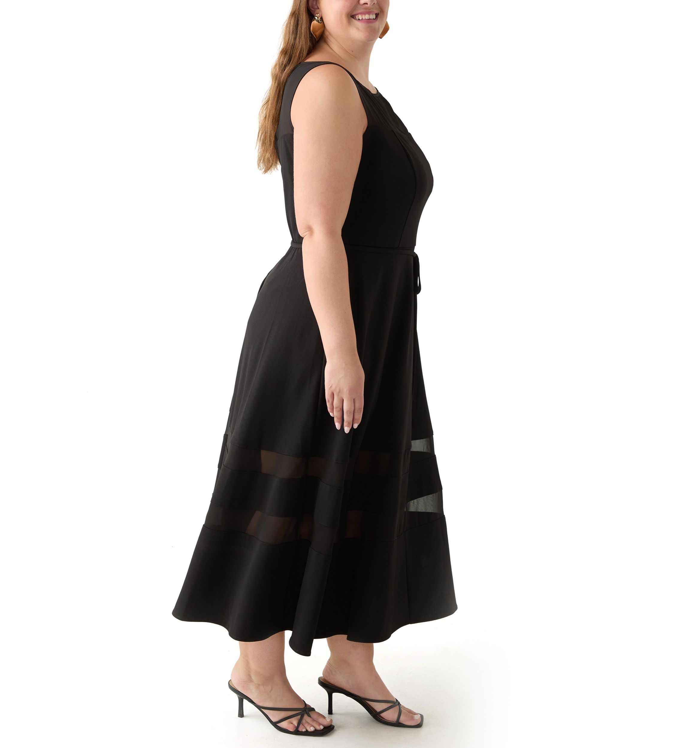 Plus Size Crew Neck Solid Scuba Dress