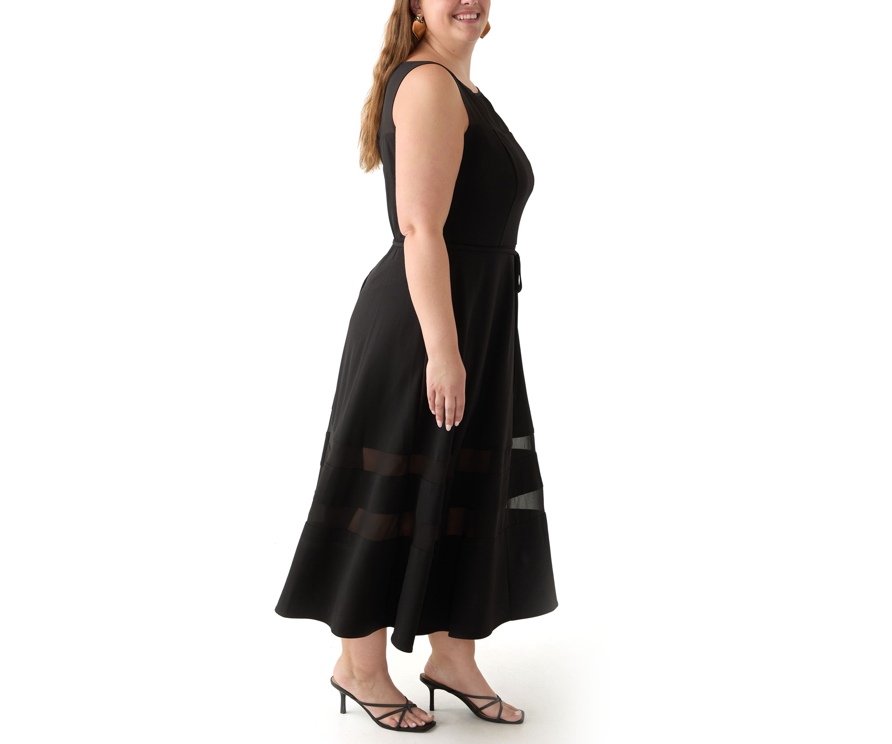 Plus Size Crew Neck Solid Scuba Dress