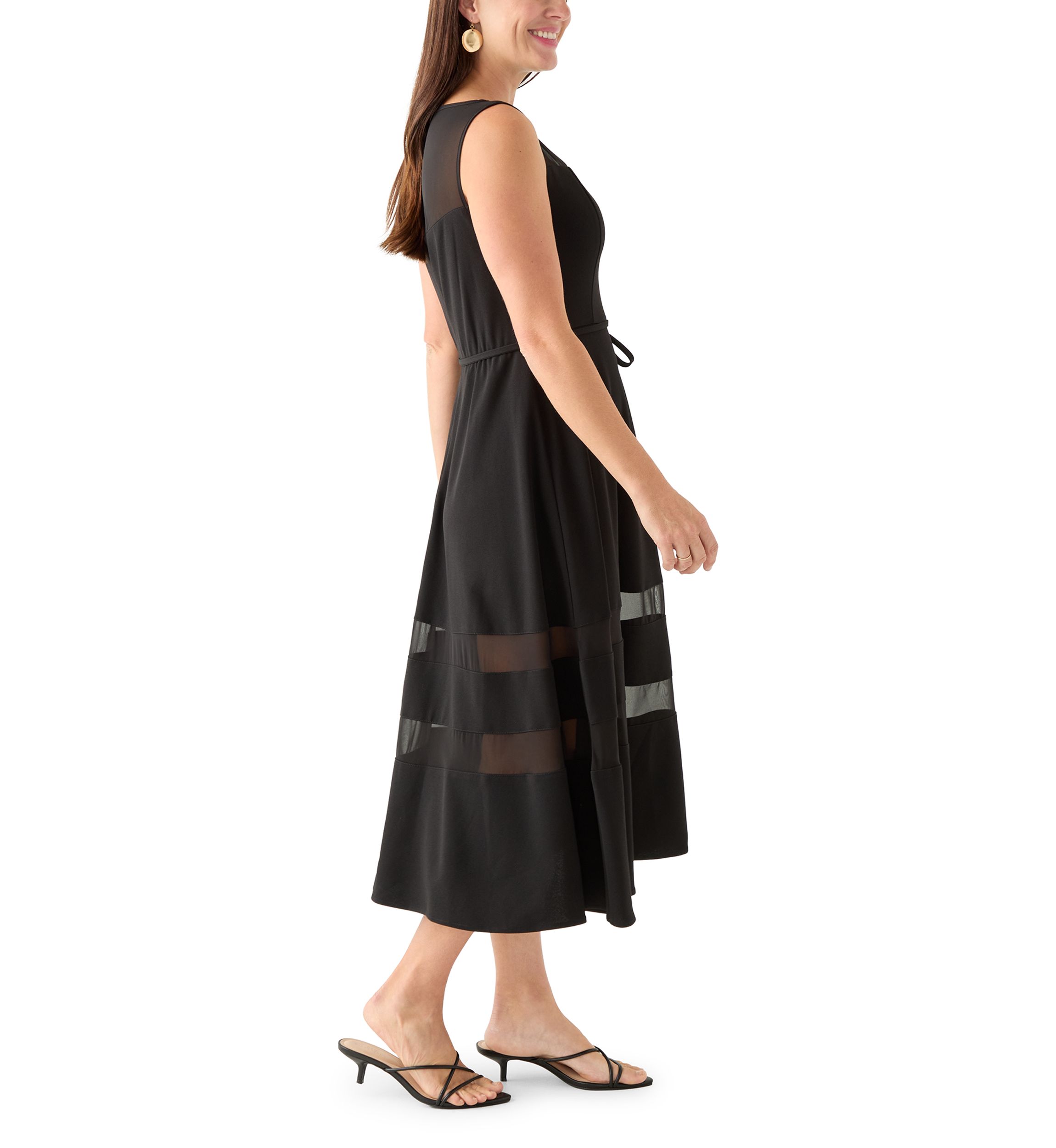 Womens Sleeveless Scuba Crepe Fit-and-Flare Dress