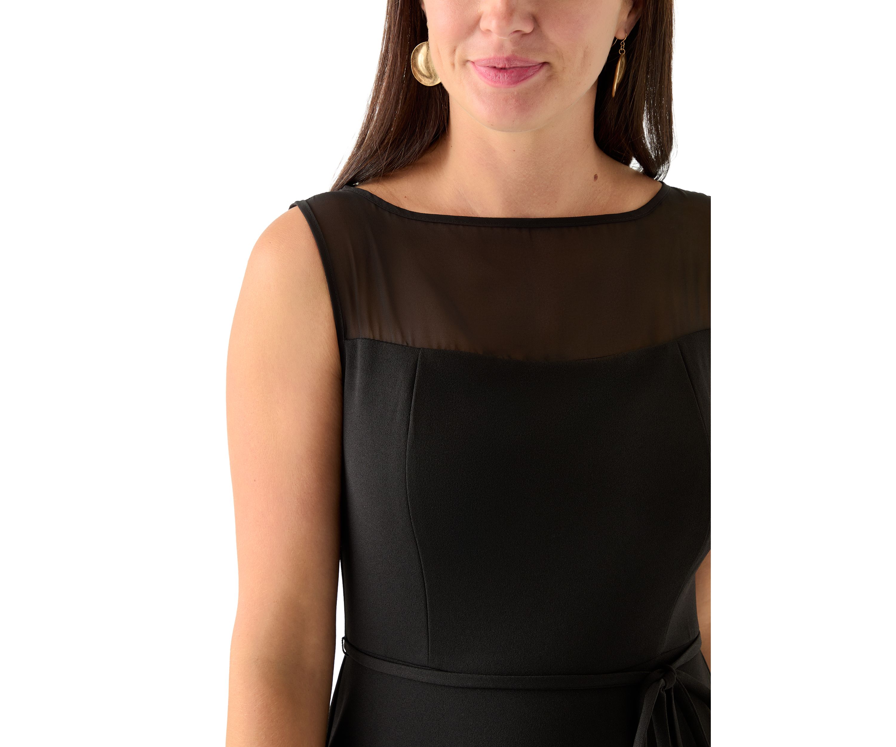 Womens Sleeveless Scuba Crepe Fit-and-Flare Dress