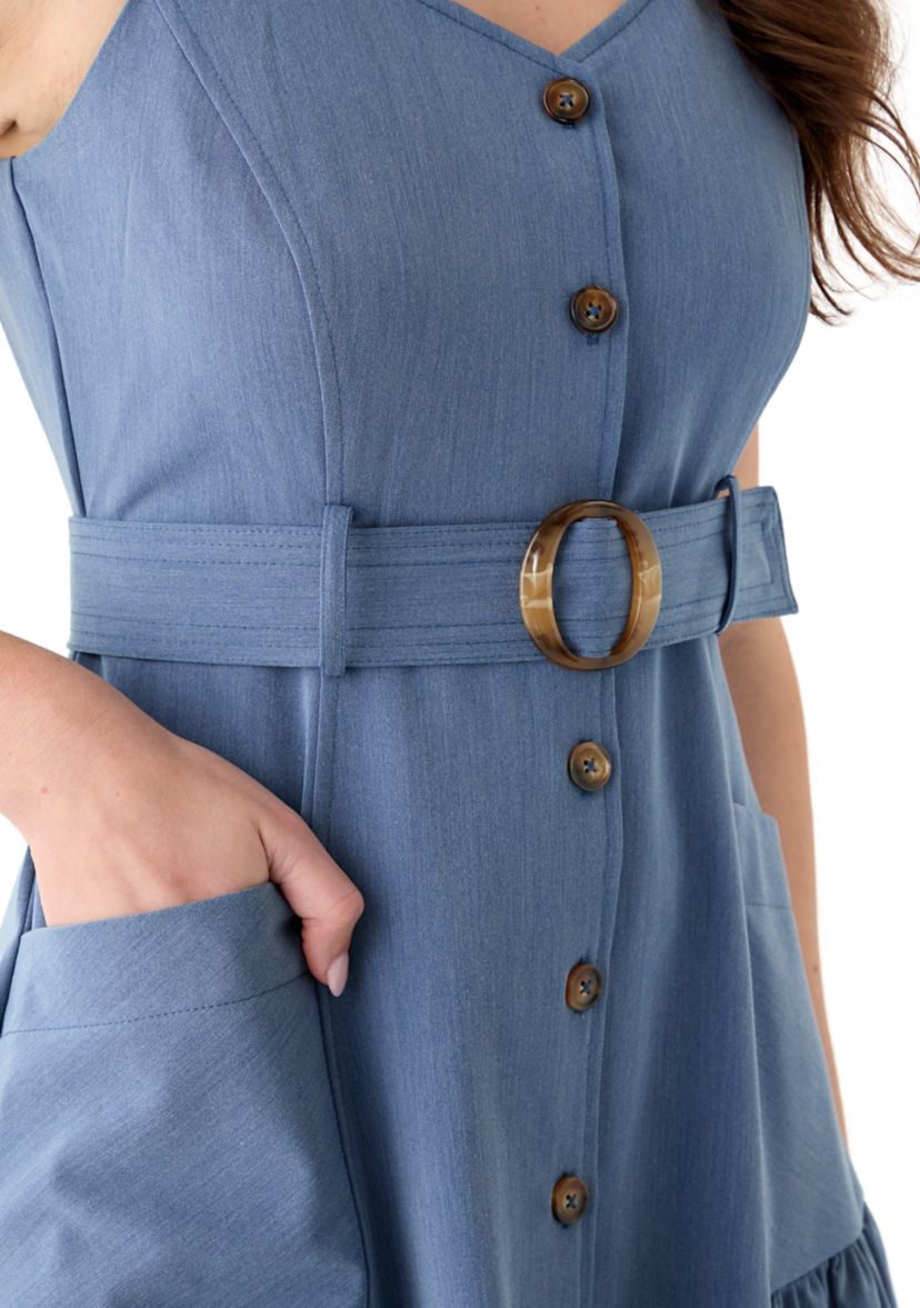 Womens Sleeveless Sweetheart Neck Midi Dress