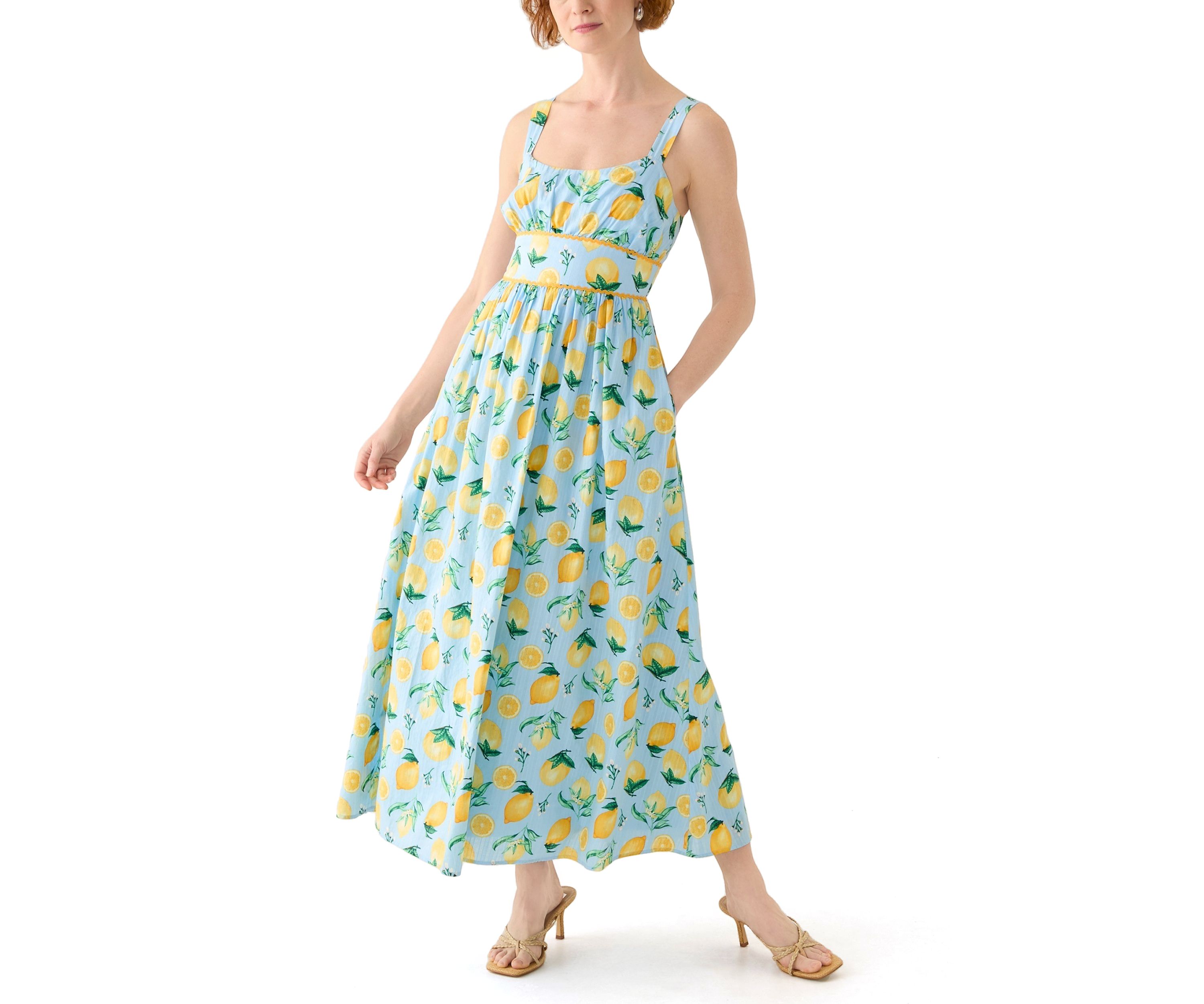 Womens Fruit Printed Scoop Neck Dress