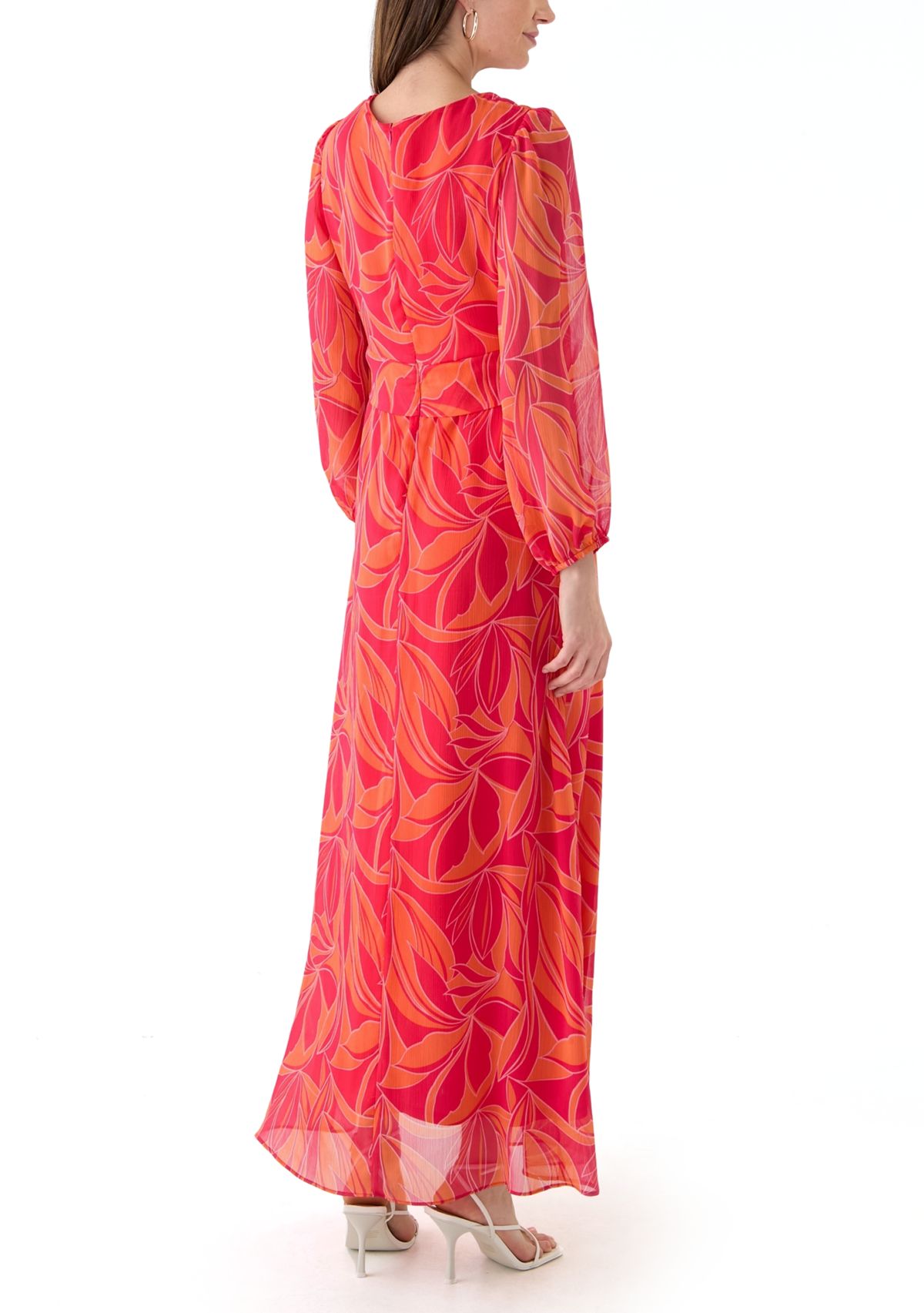 Womens Blouson Sleeve Floral Print Dress