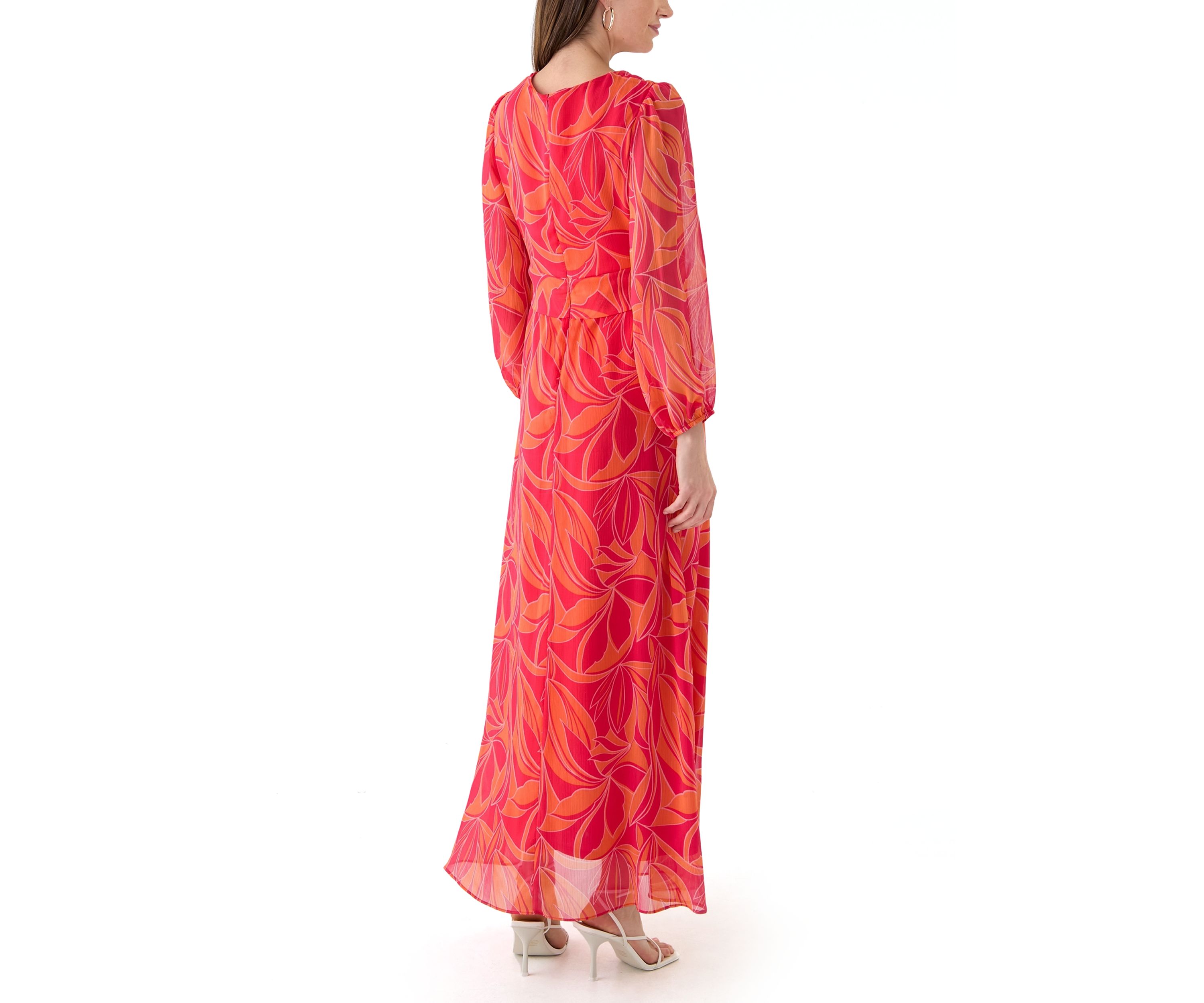 Womens Blouson Sleeve Floral Print Dress