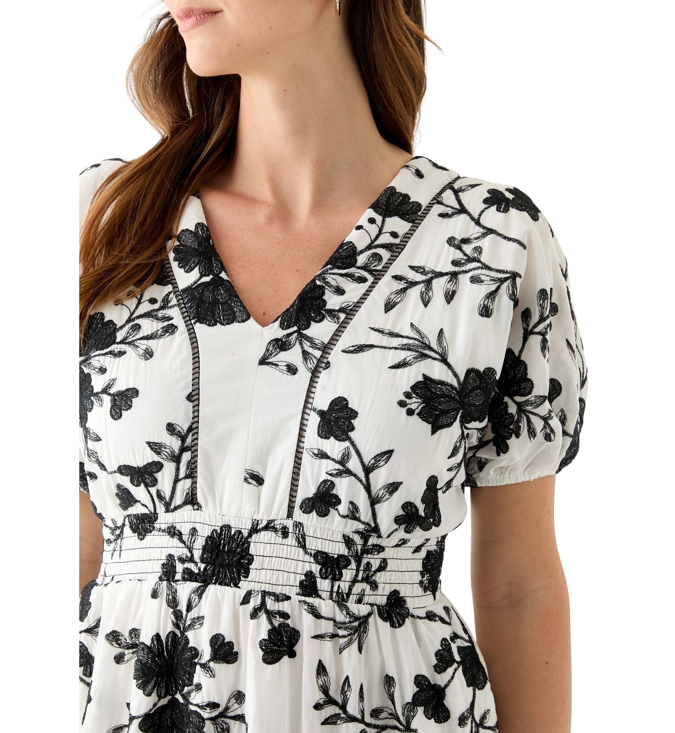 Womens Short Sleeve V-Neck Floral Print Dress