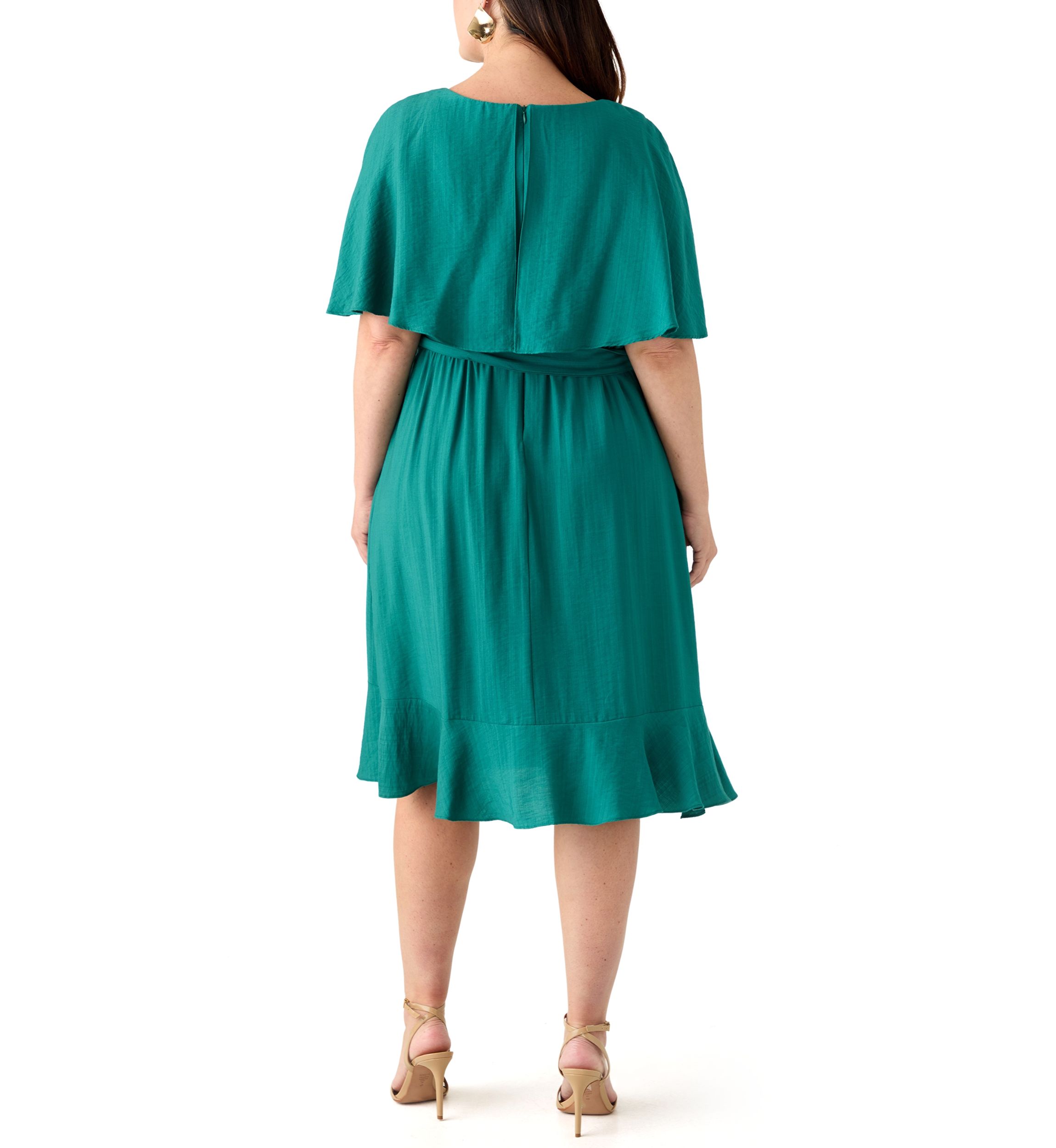 Plus Size Short Sleeve Ruffle A-Line Dress