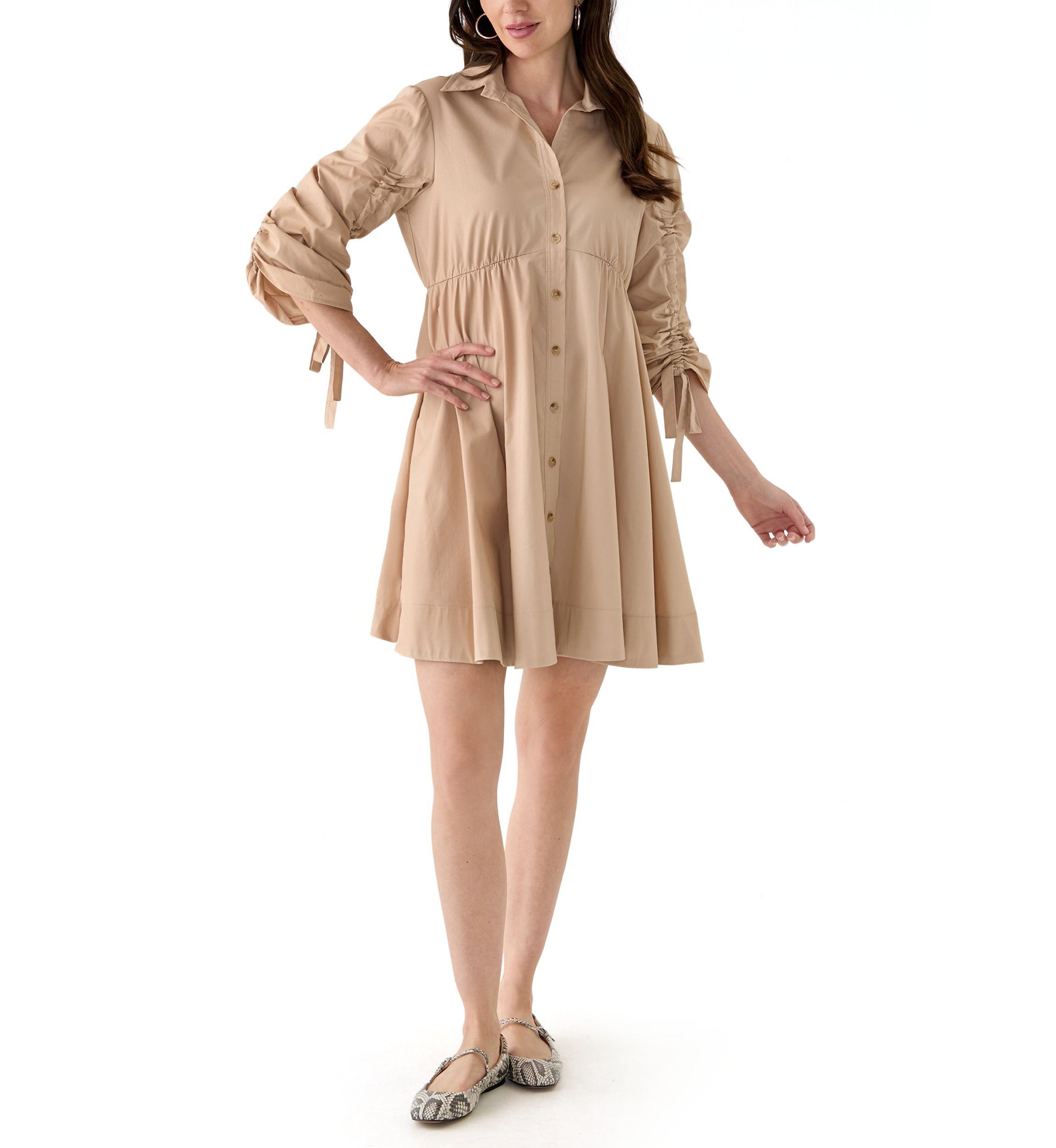Womens 3/4 Sleeve Collared Dress