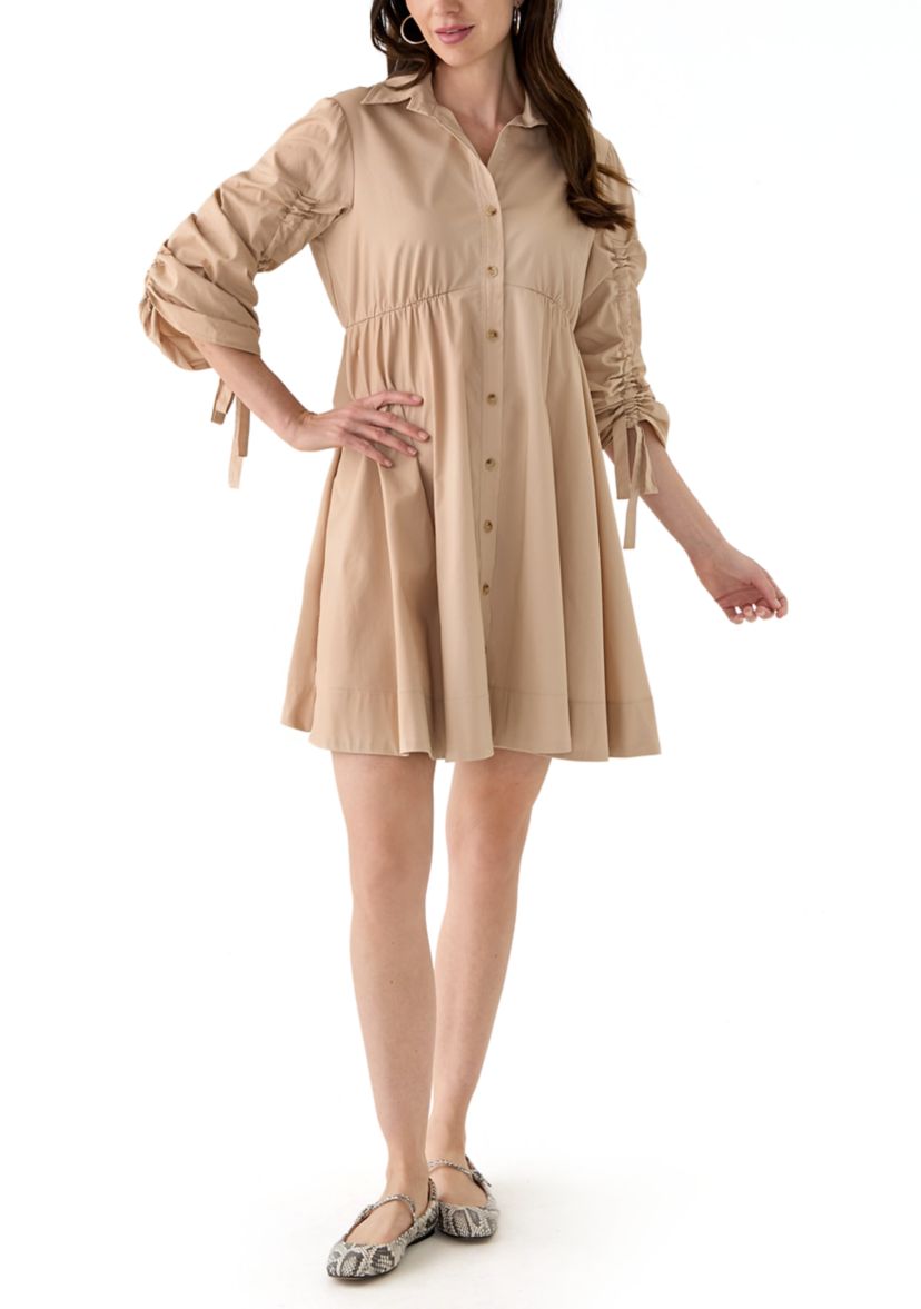 Womens 3/4 Sleeve Collared Dress