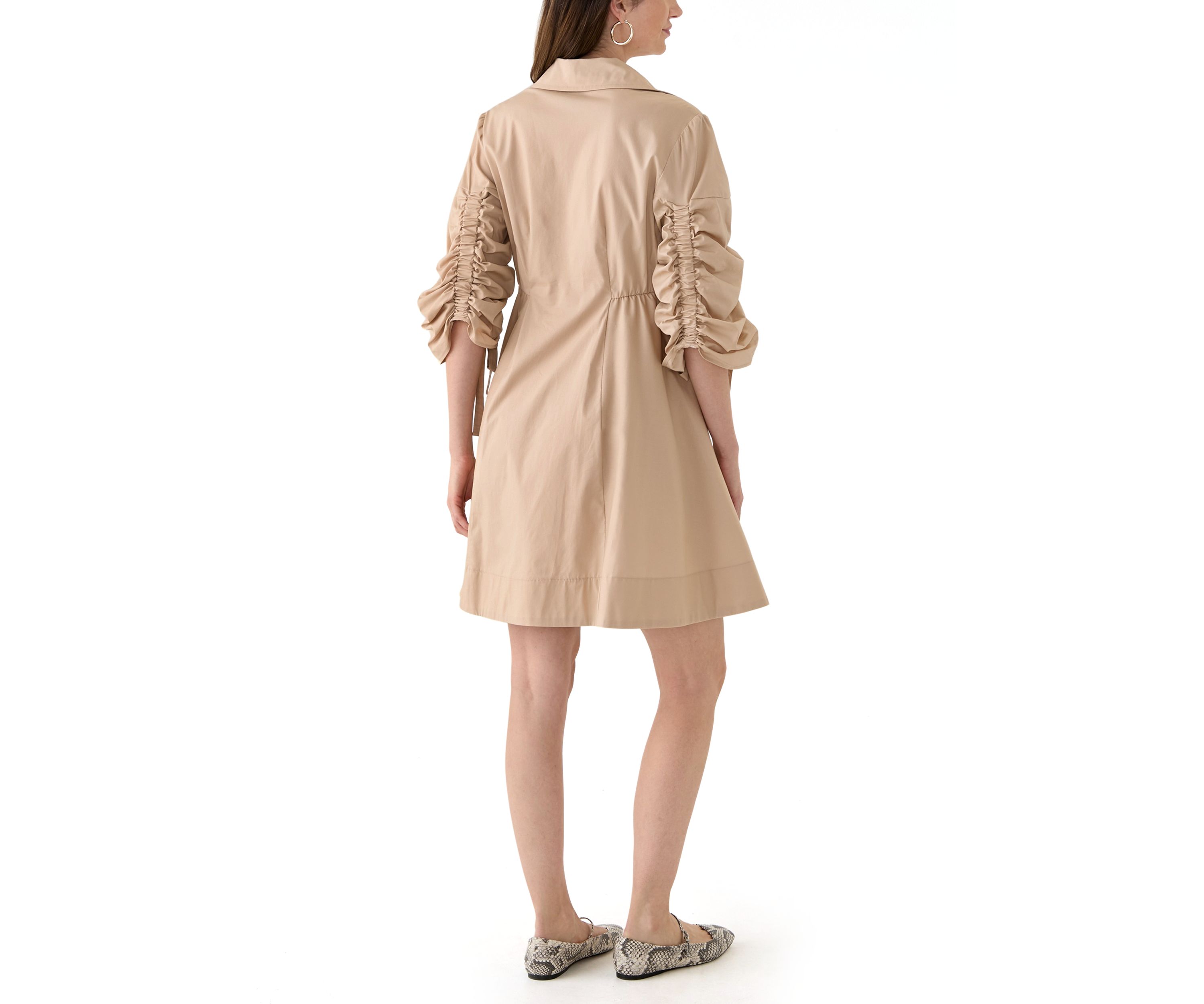 Womens 3/4 Sleeve Collared Dress