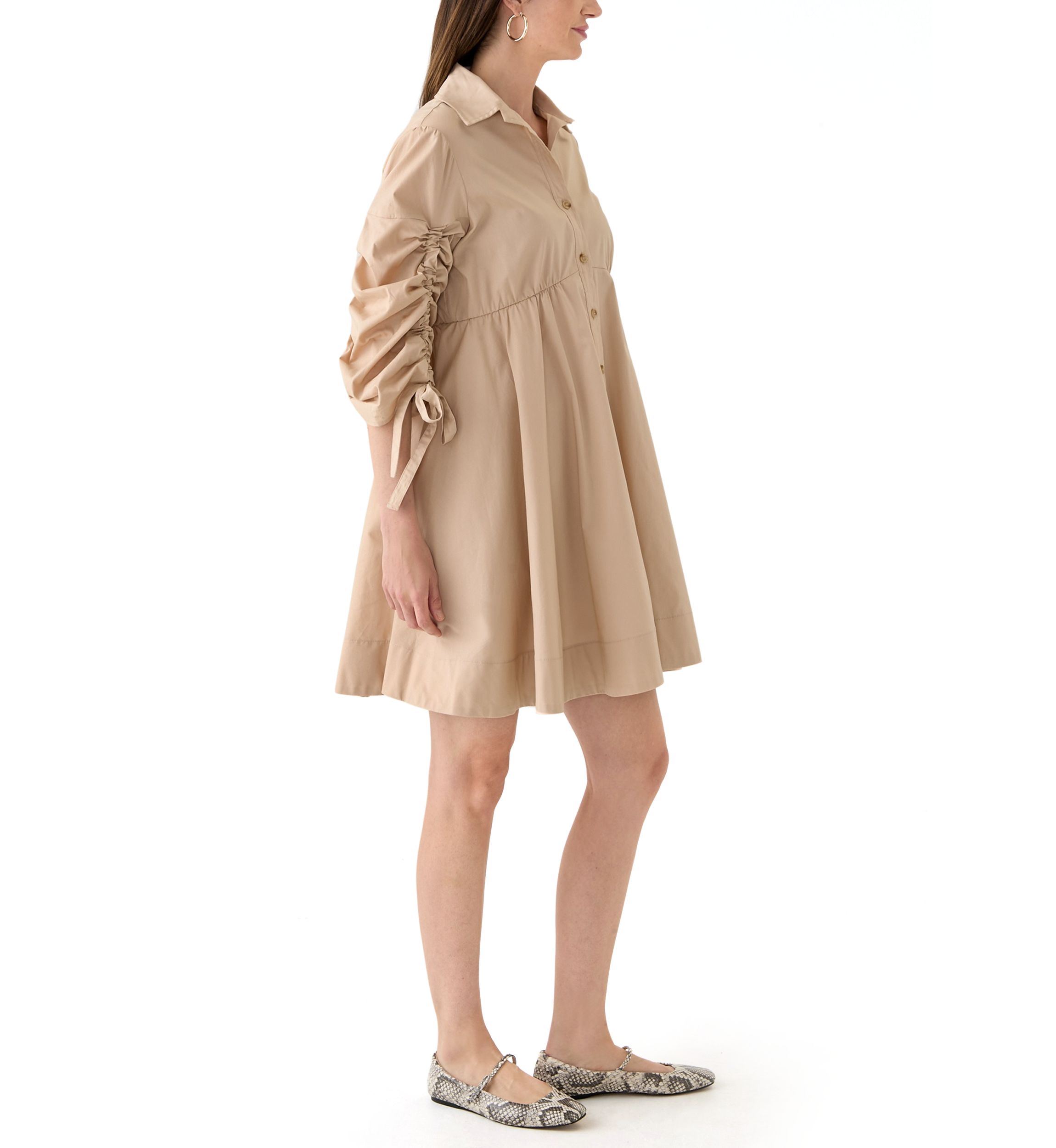 Womens 3/4 Sleeve Collared Dress