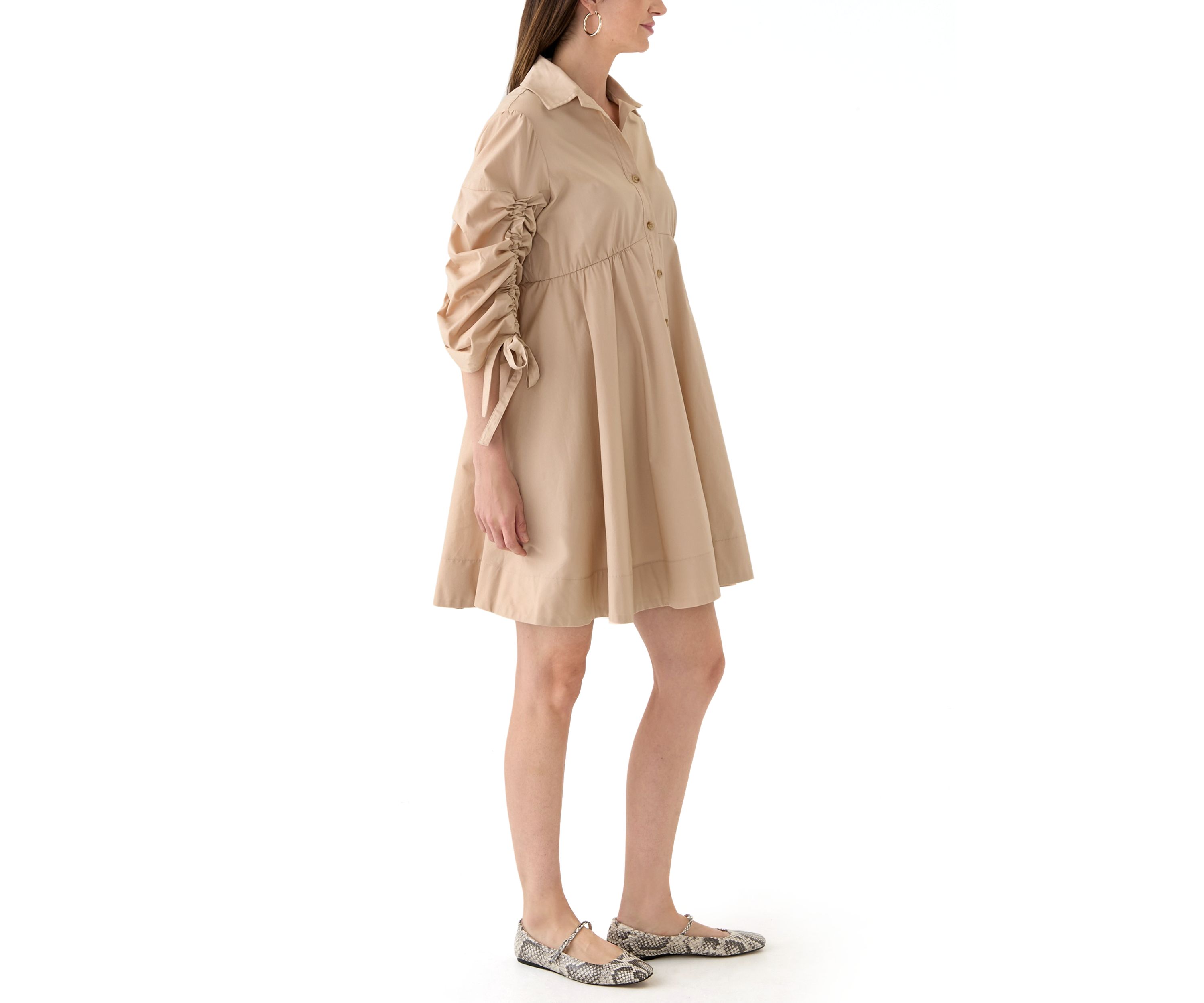 Womens 3/4 Sleeve Collared Dress