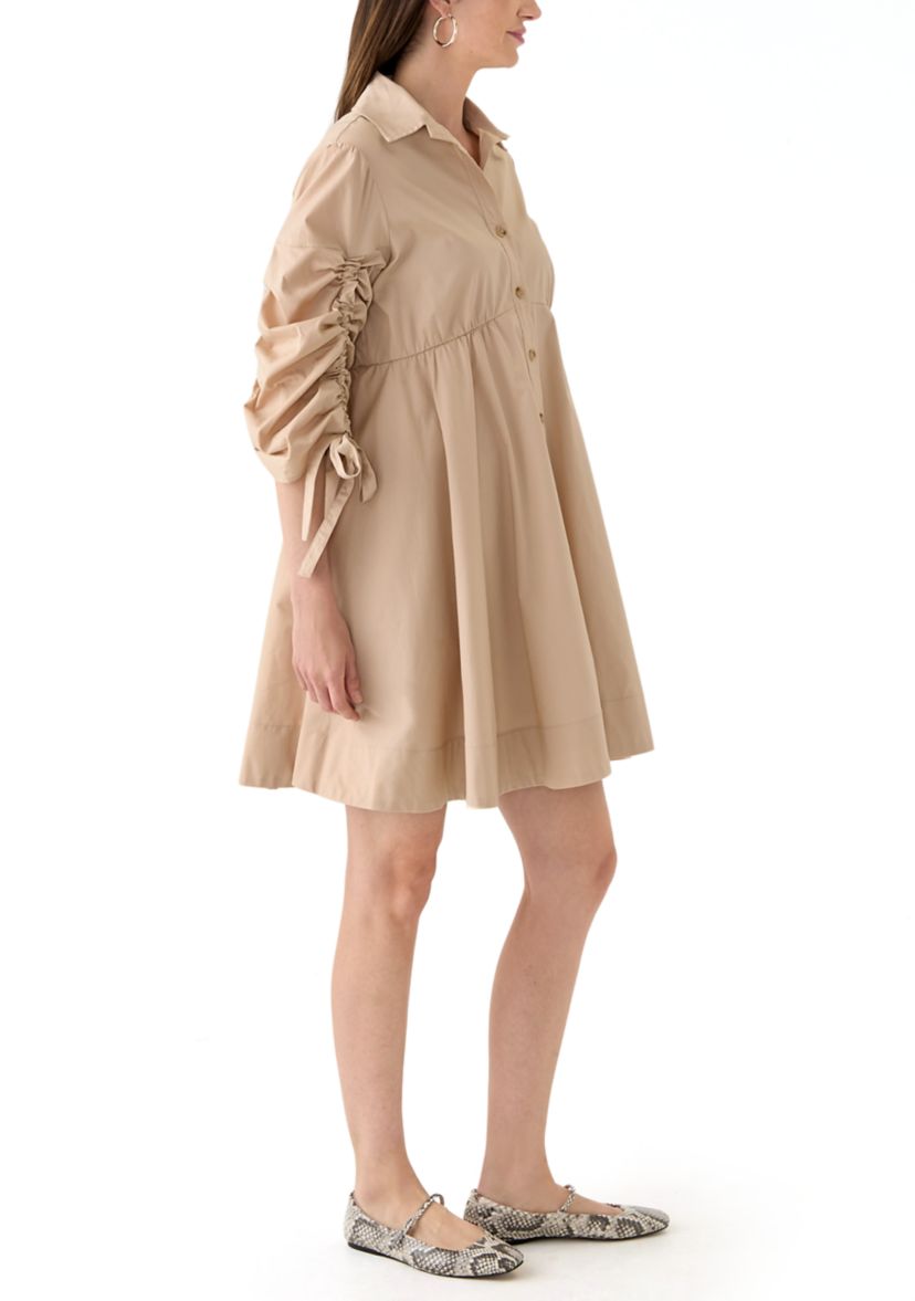 Womens 3/4 Sleeve Collared Dress