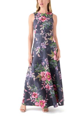 Gabby Skye Occasion Women's Sleeveless Crew Neck Floral Print Maxi Dress, 8
