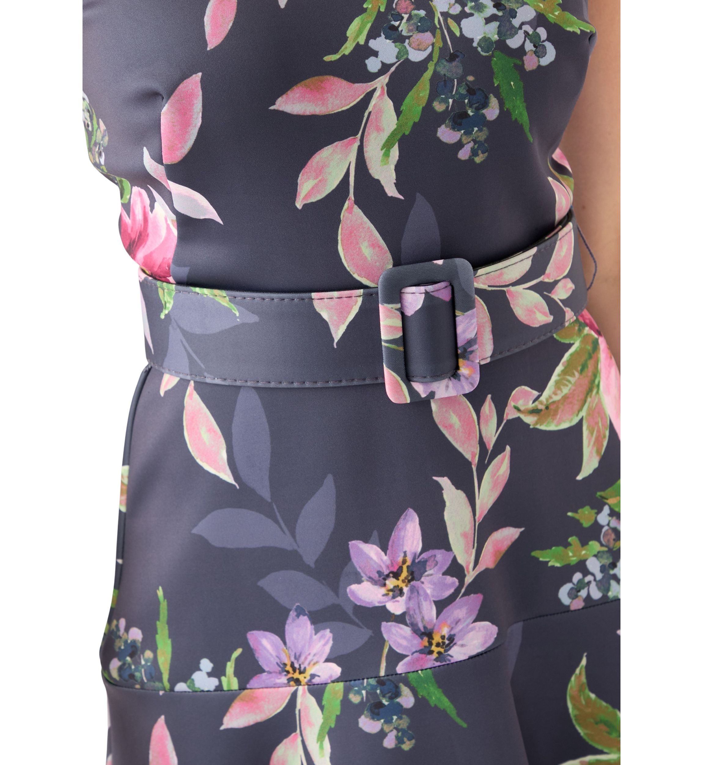 Womens Sleeveless Crew Neck Floral Print Maxi Dress