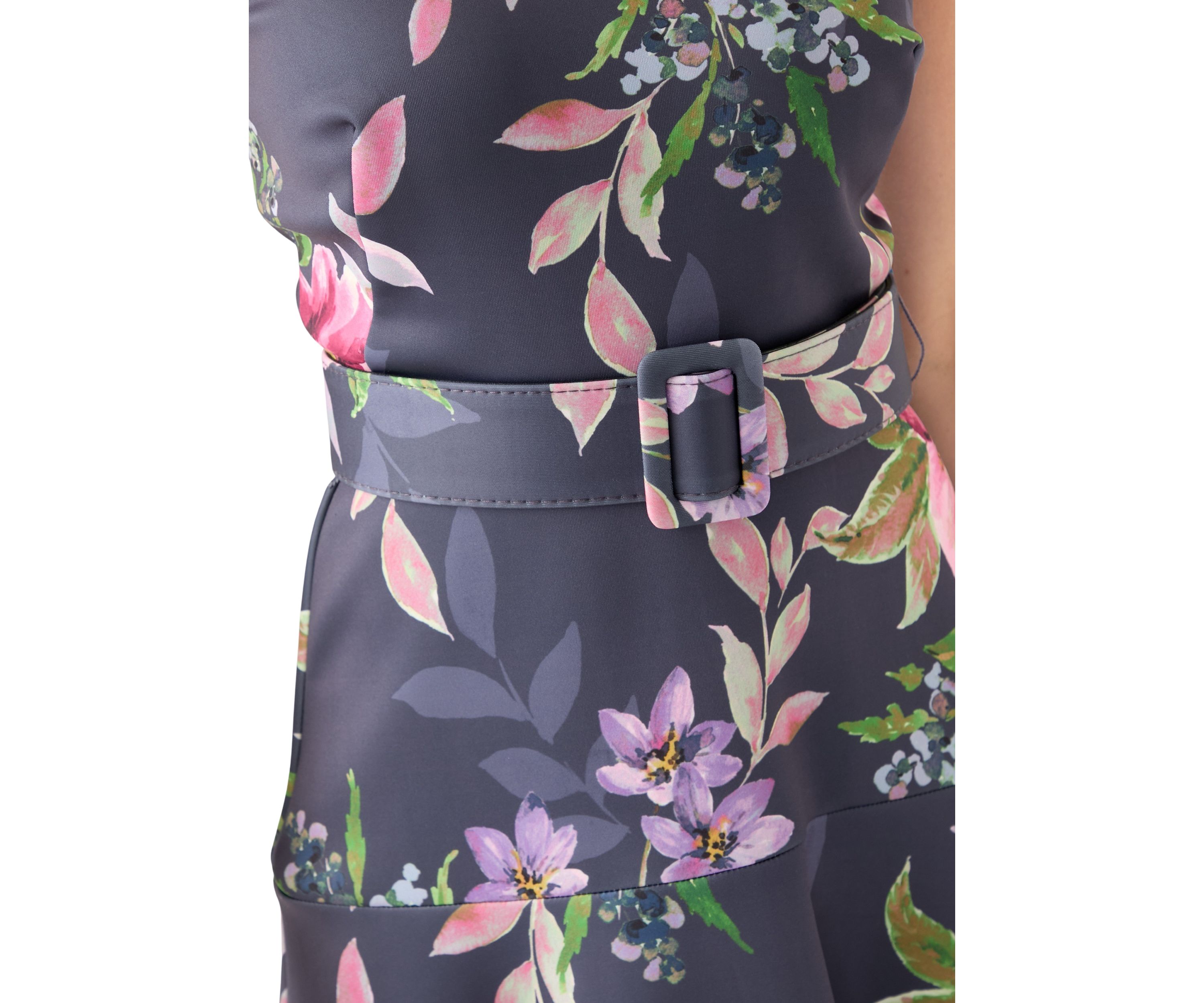 Womens Sleeveless Crew Neck Floral Print Maxi Dress
