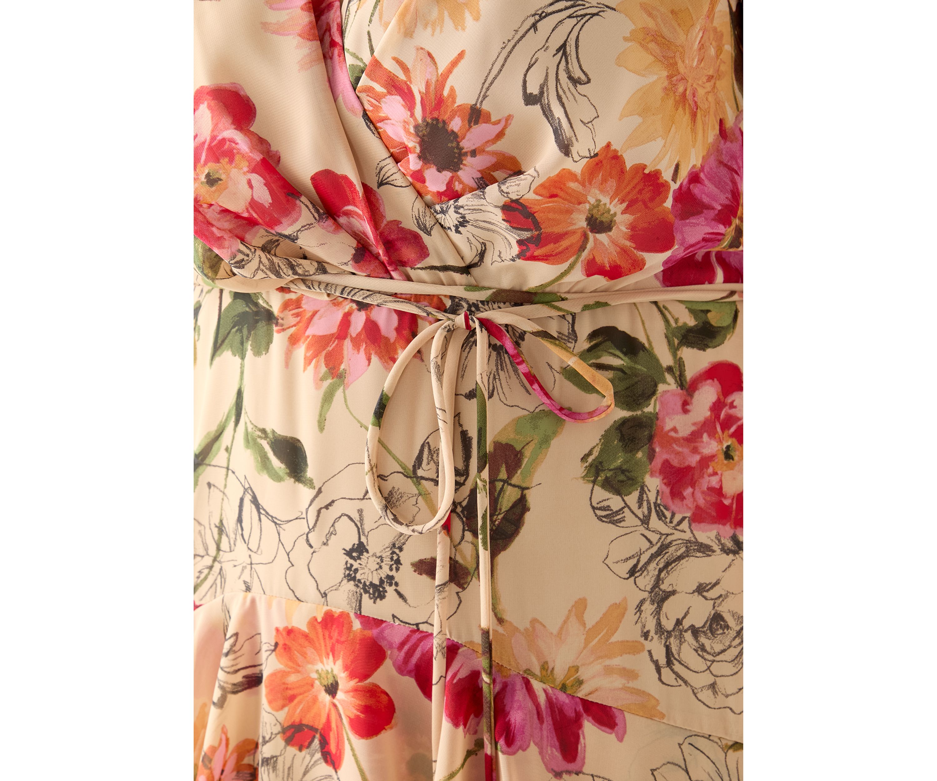 Plus Size Short Sleeve V-Neck Floral Printed Tiered Midi Dress