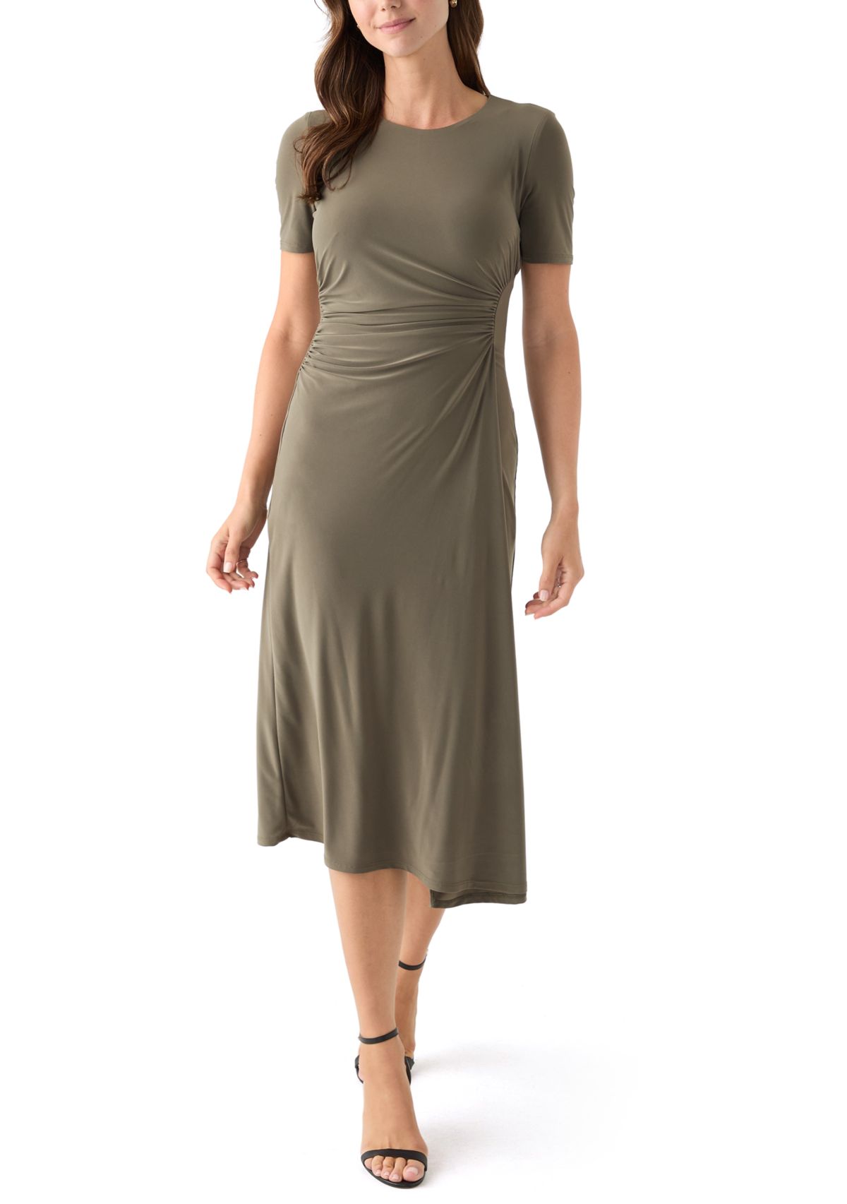 Womens Short Sleeve Ruched Side Dress