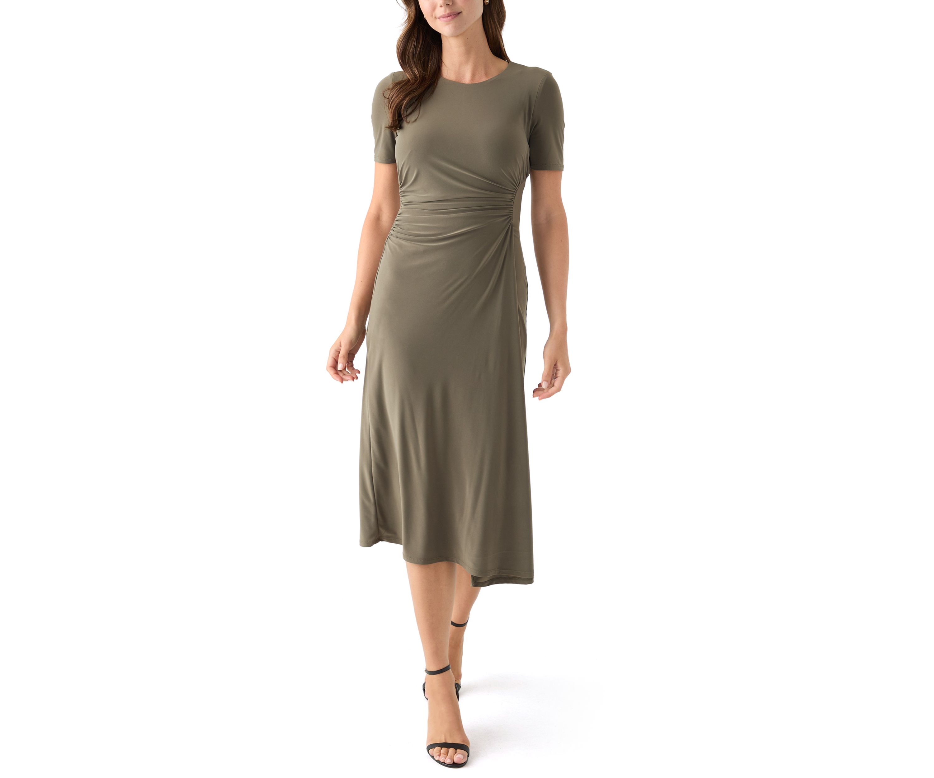 Womens Short Sleeve Ruched Side Dress