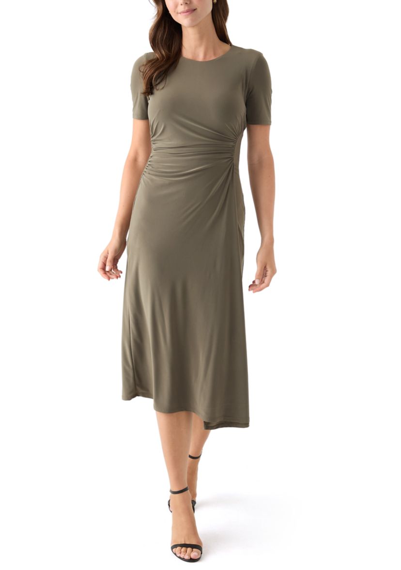 Womens Short Sleeve Ruched Side Dress