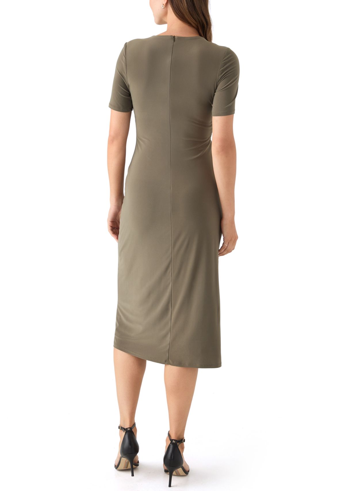 Womens Short Sleeve Ruched Side Dress