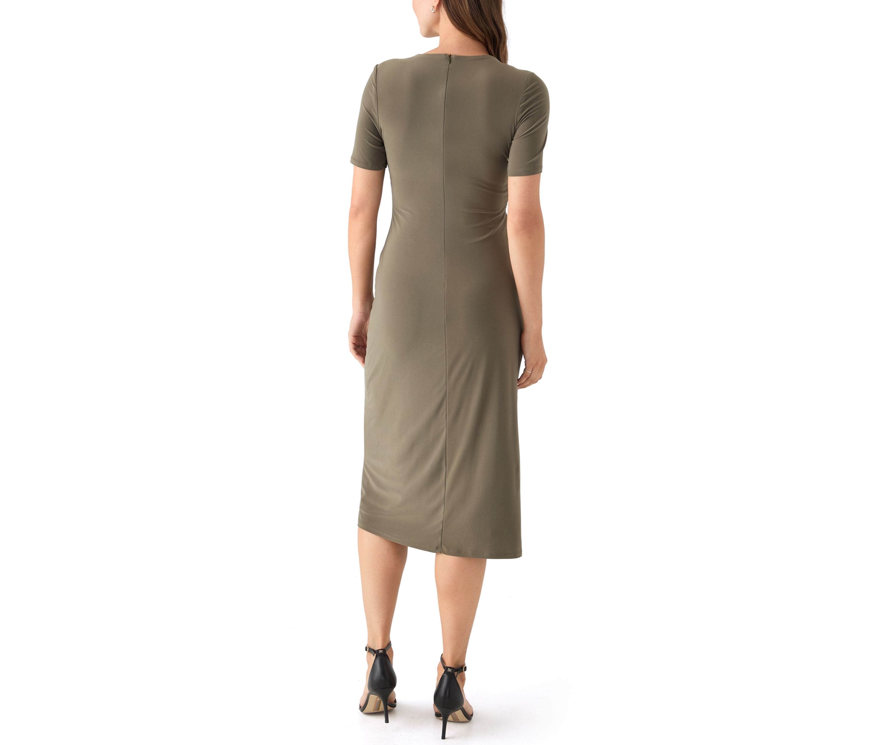 Womens Short Sleeve Ruched Side Dress
