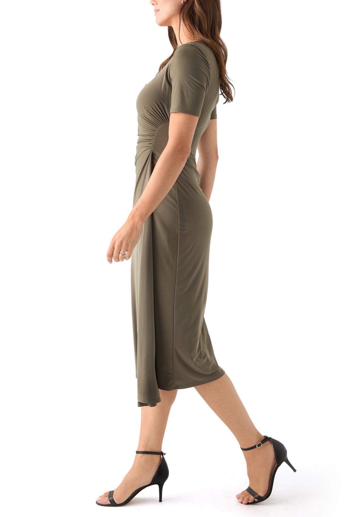 Womens Short Sleeve Ruched Side Dress