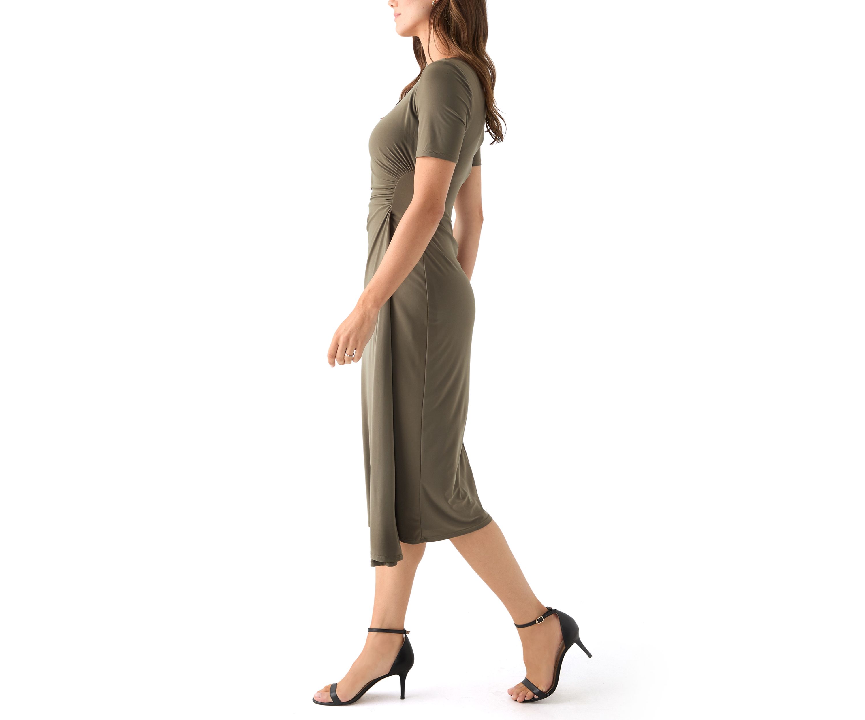 Womens Short Sleeve Ruched Side Dress