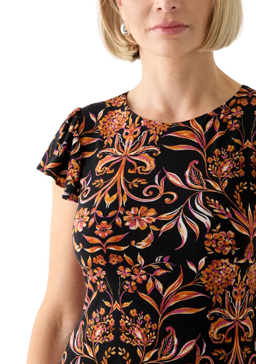 Womens Flutter Sleeve Printed Mini Dress