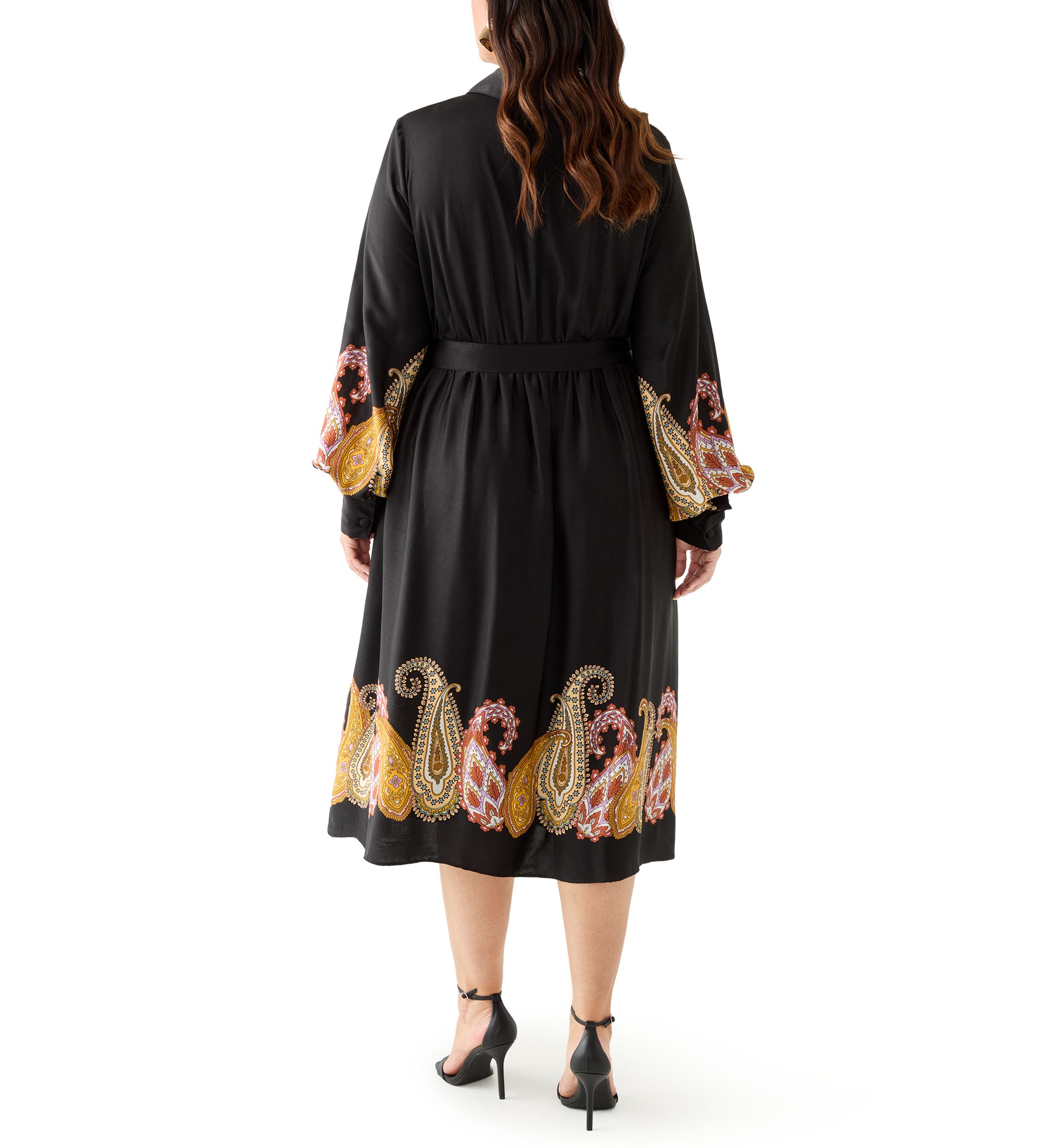  Plus Size Long Sleeve Fit-and-Flare Dress