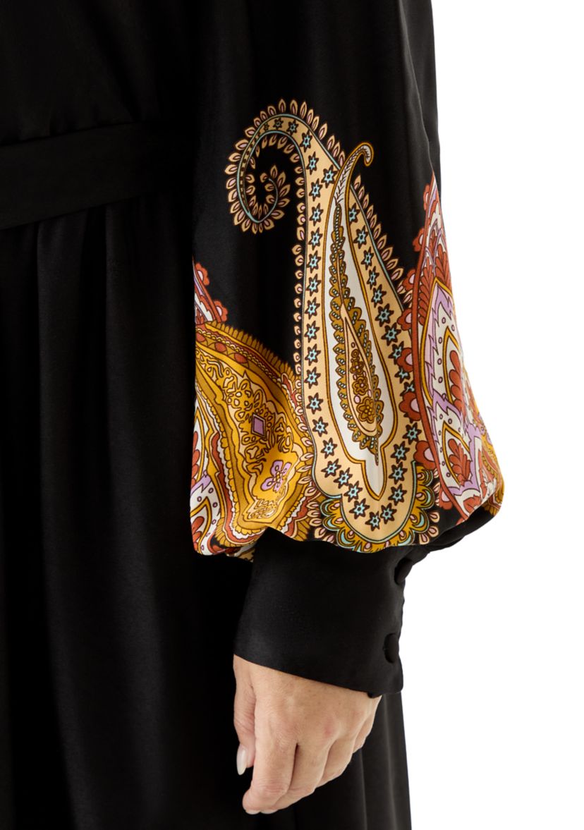  Plus Size Long Sleeve Fit-and-Flare Dress