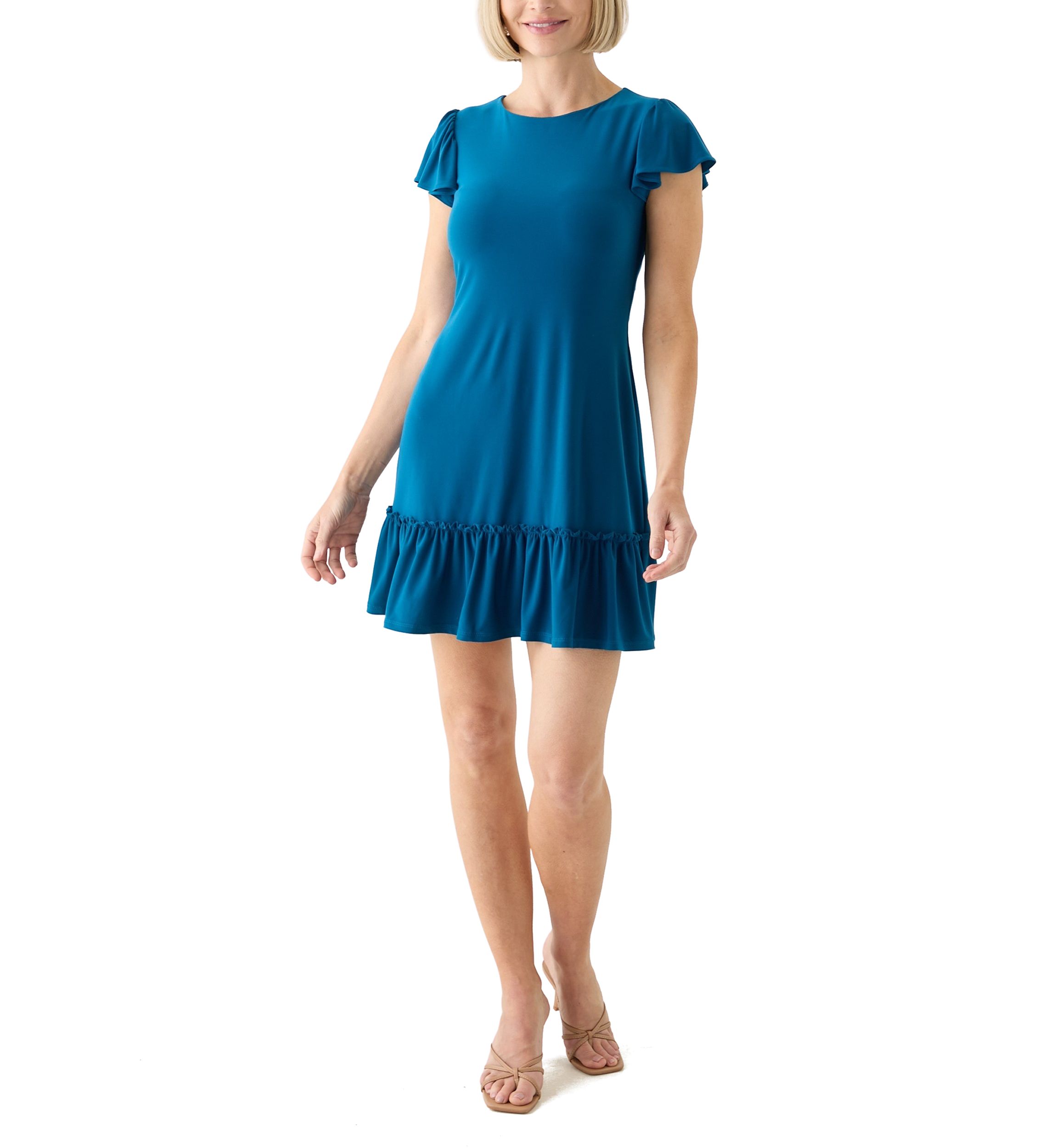 Womens Flutter Sleeve Mini Dress