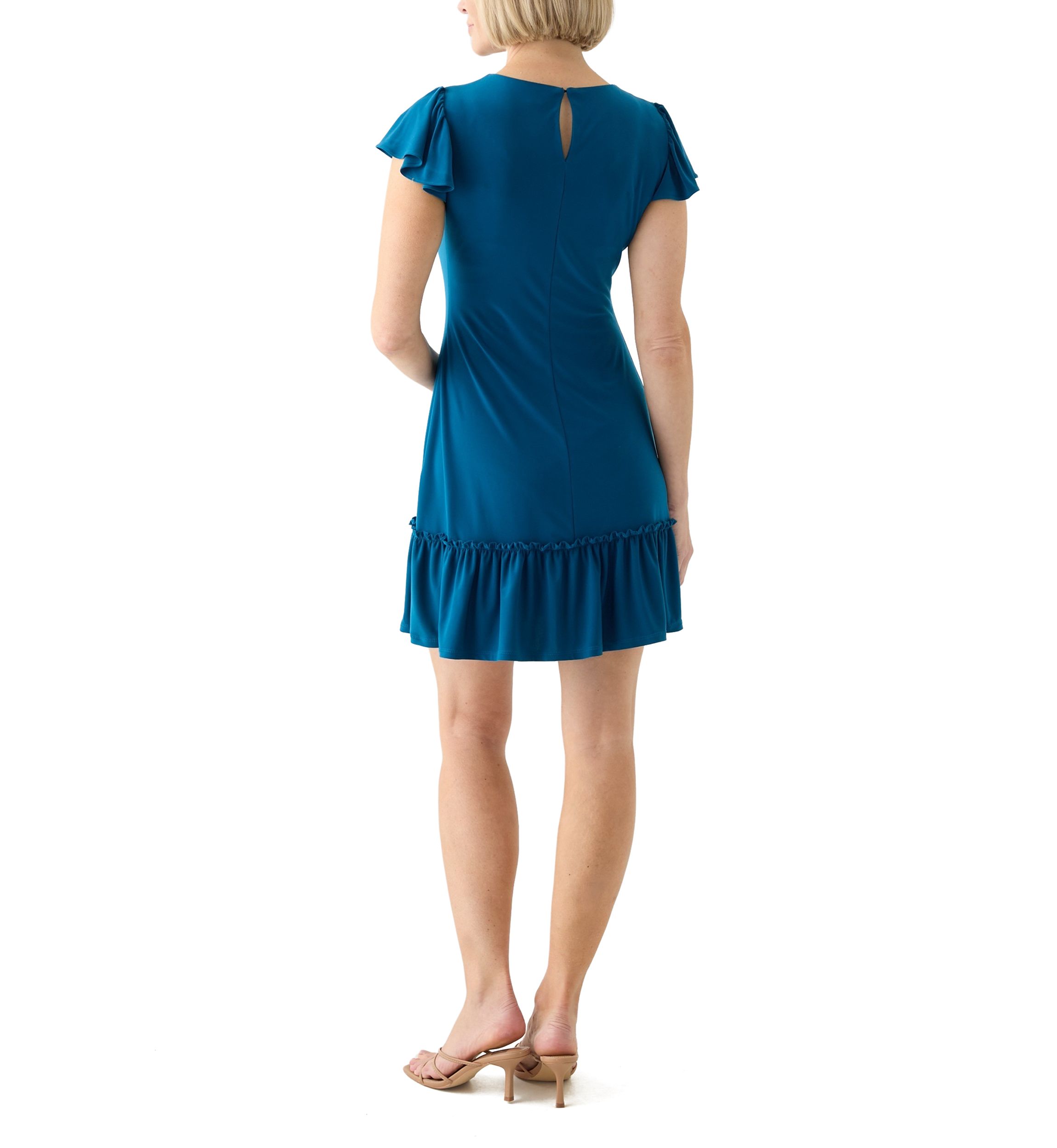 Womens Flutter Sleeve Mini Dress