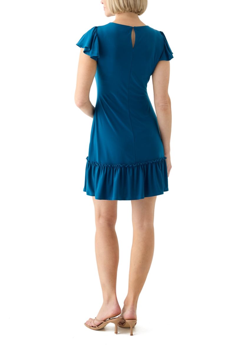 Womens Flutter Sleeve Mini Dress