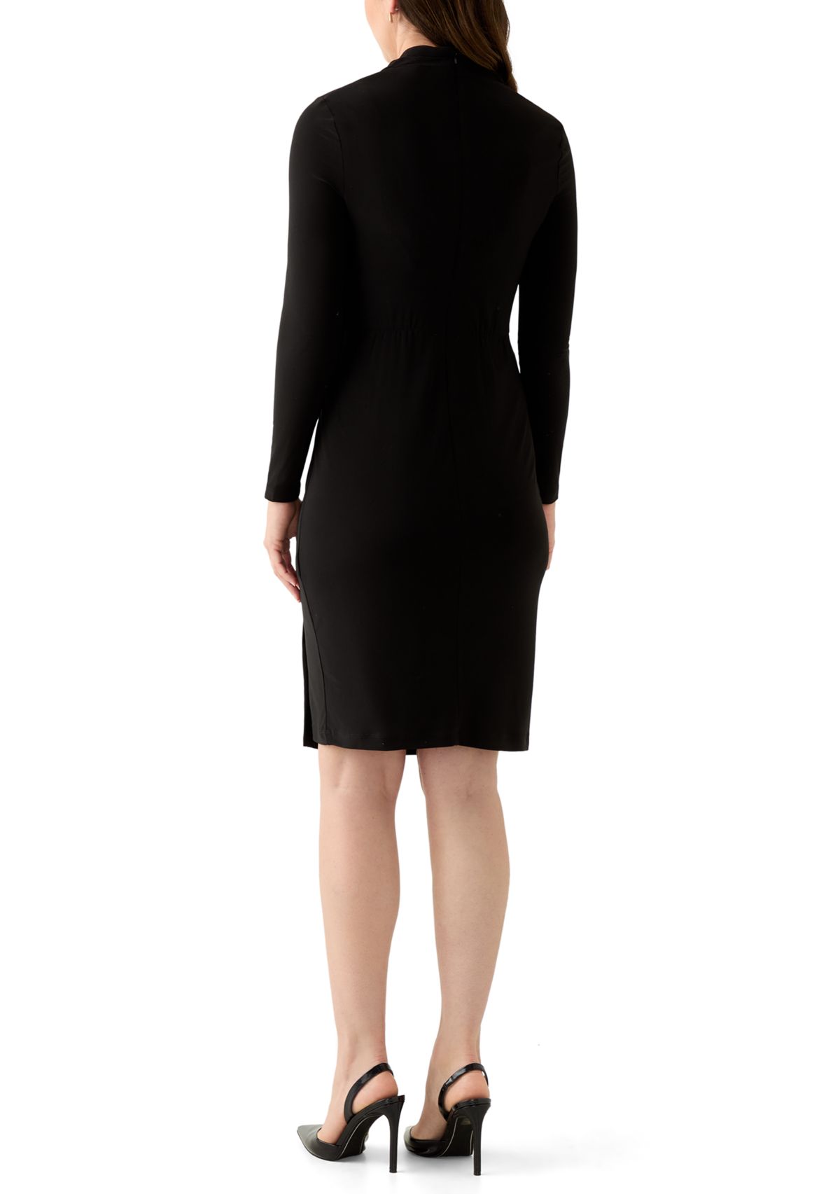 Womens Long Sleeve V-Neck Sheath Dress