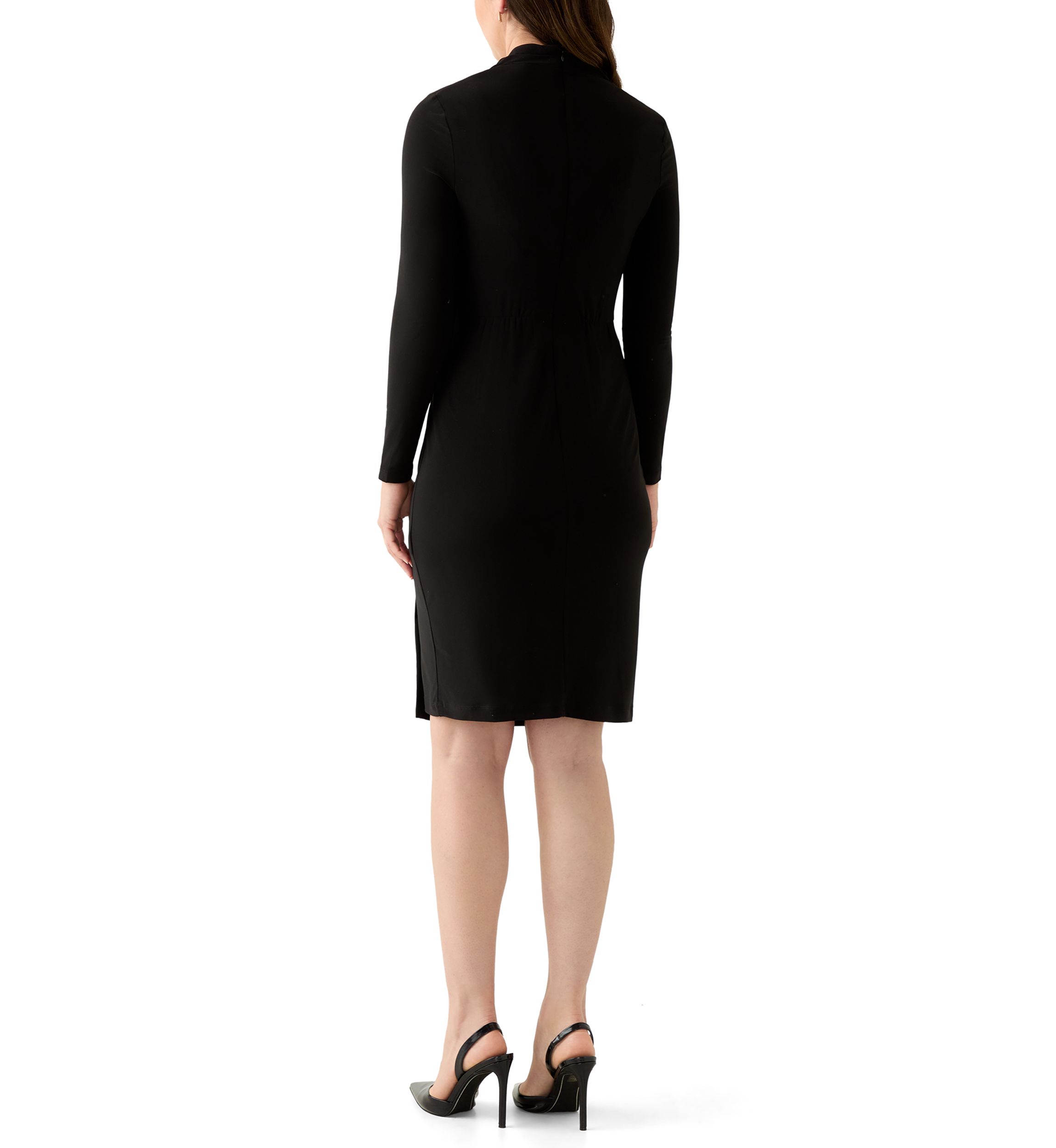 Womens Long Sleeve V-Neck Sheath Dress