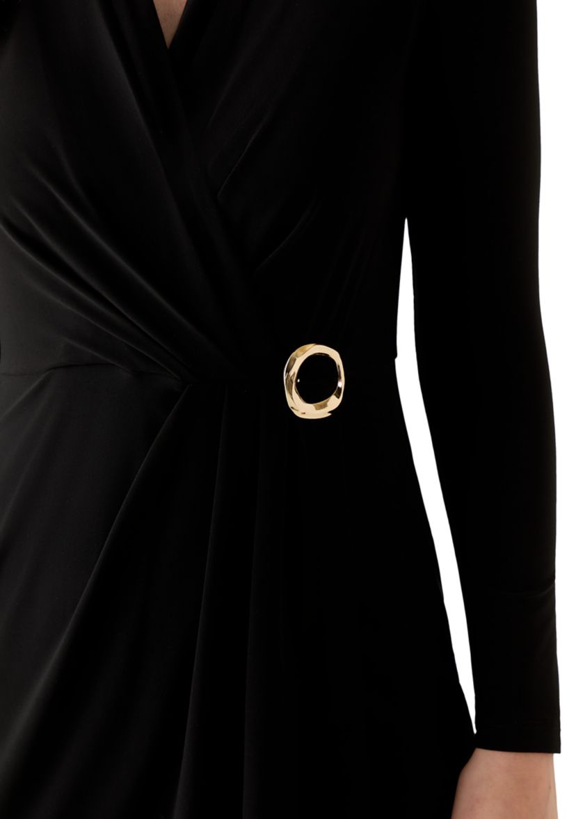Womens Long Sleeve V-Neck Sheath Dress