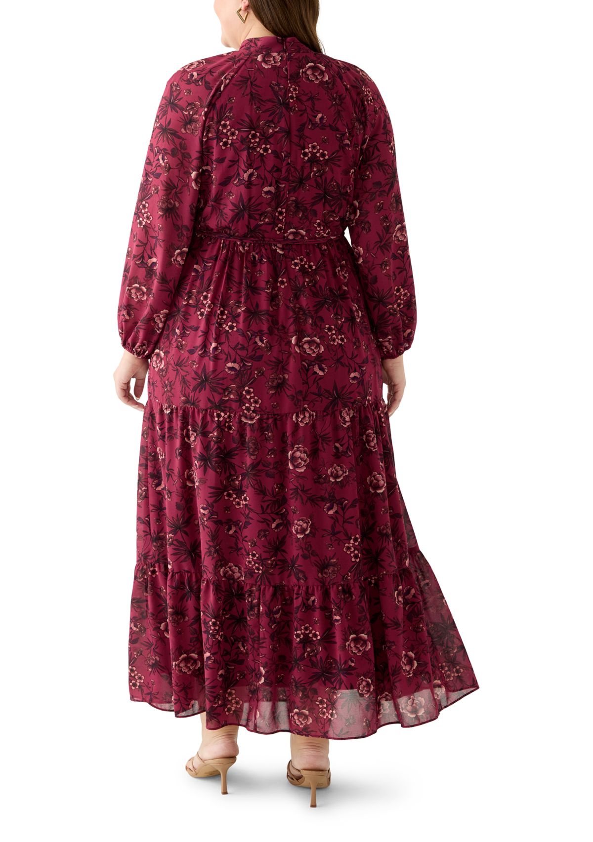 Plus Size Floral Print Chiffon Maxi Dress